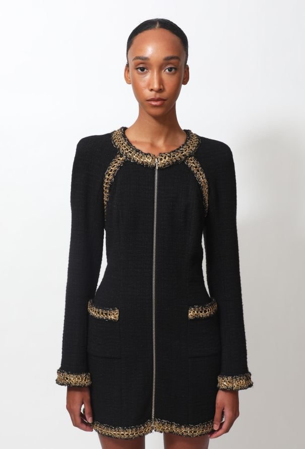Chanel Black & Gold Appliqué Cambon Wool Dress RRP £5.5K | Authentic Preloved - Reloved Again
