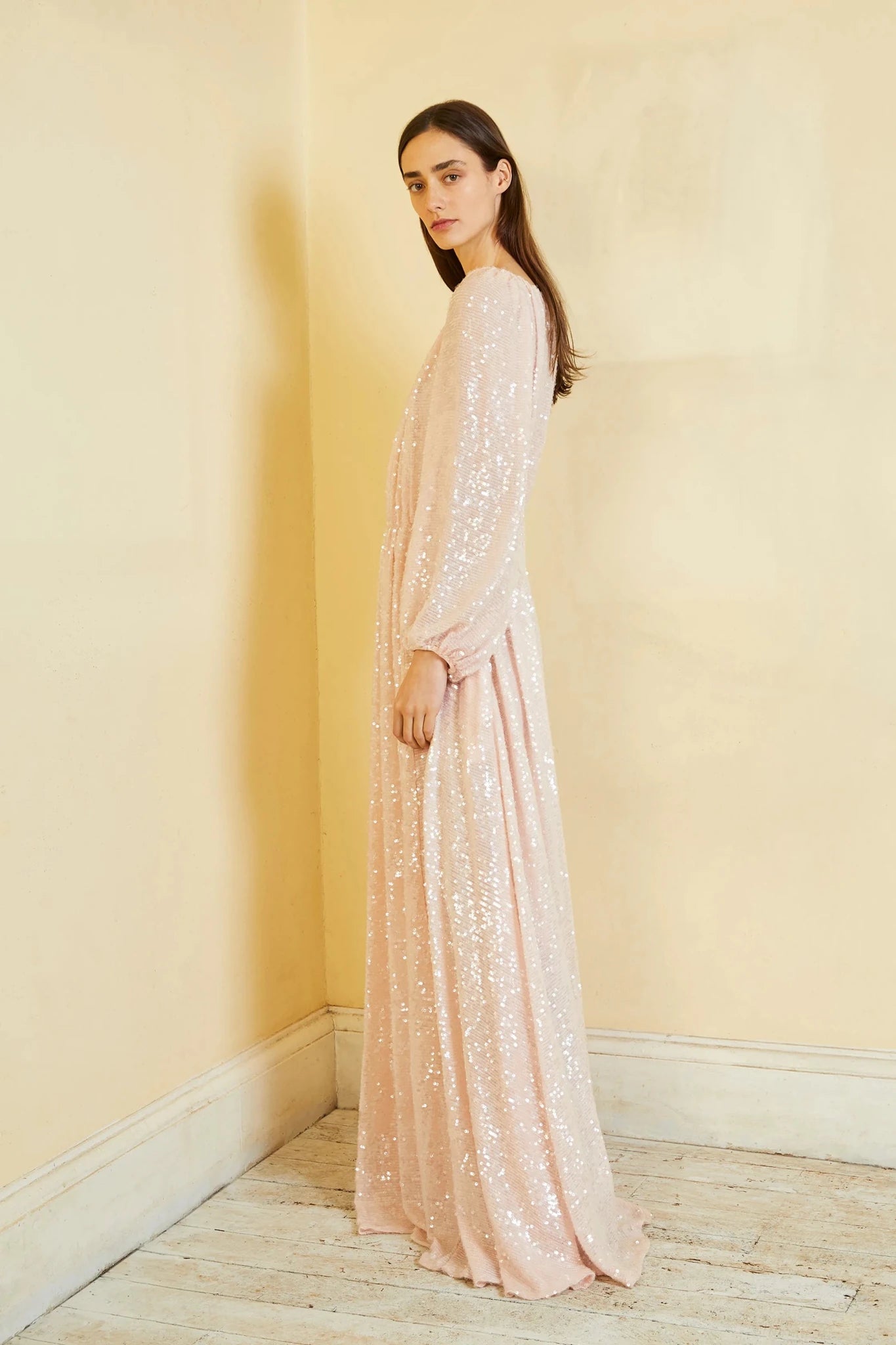 NEW Adam Lippes Blush Sequin Embroidery Boatneck Gown RRP £1500 | Authentic Preloved - Reloved Again