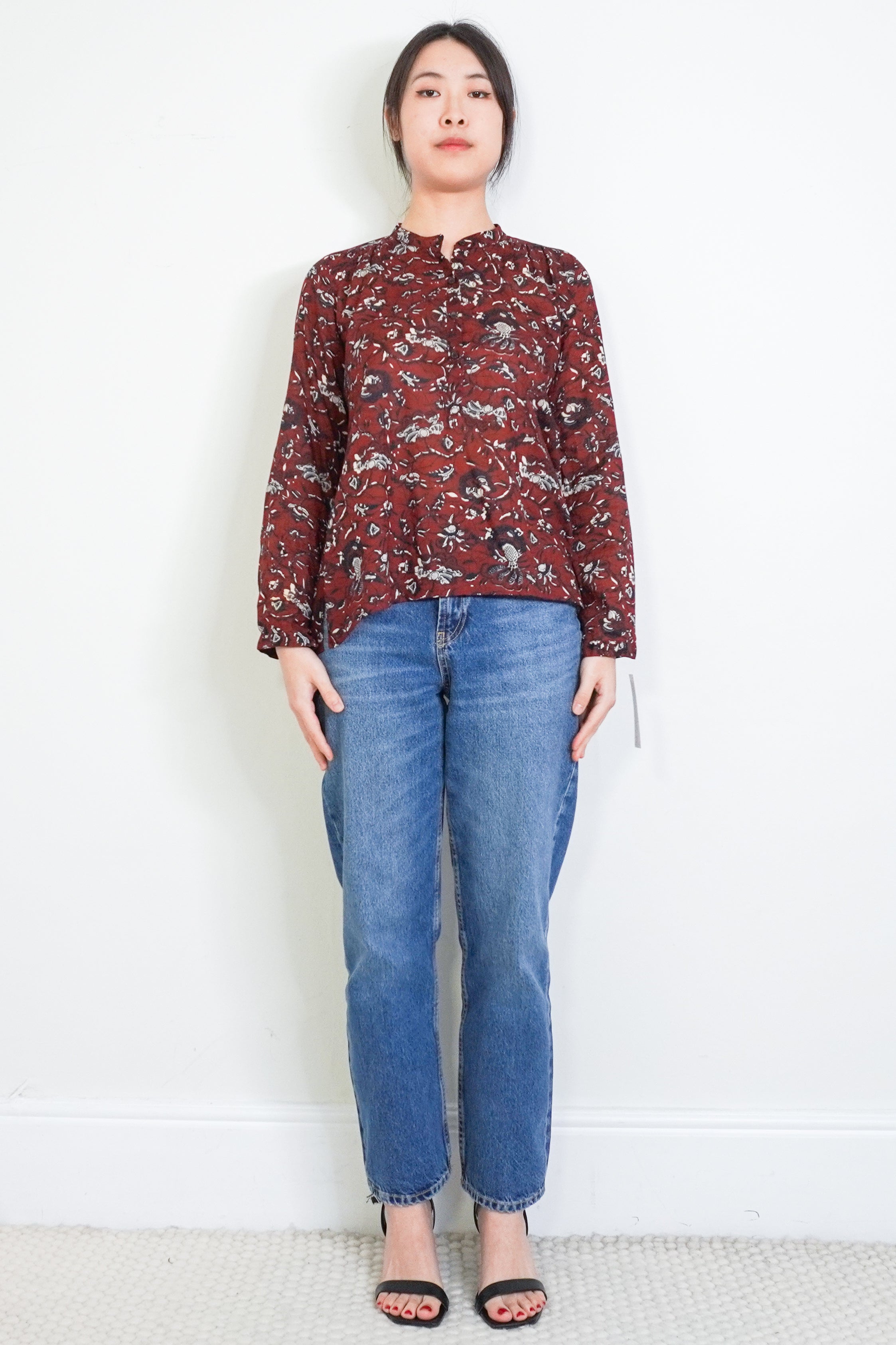 isabel-marant-etoile-burgundy-floral-top-authentic-preloved-front-picture-chelsea-london
