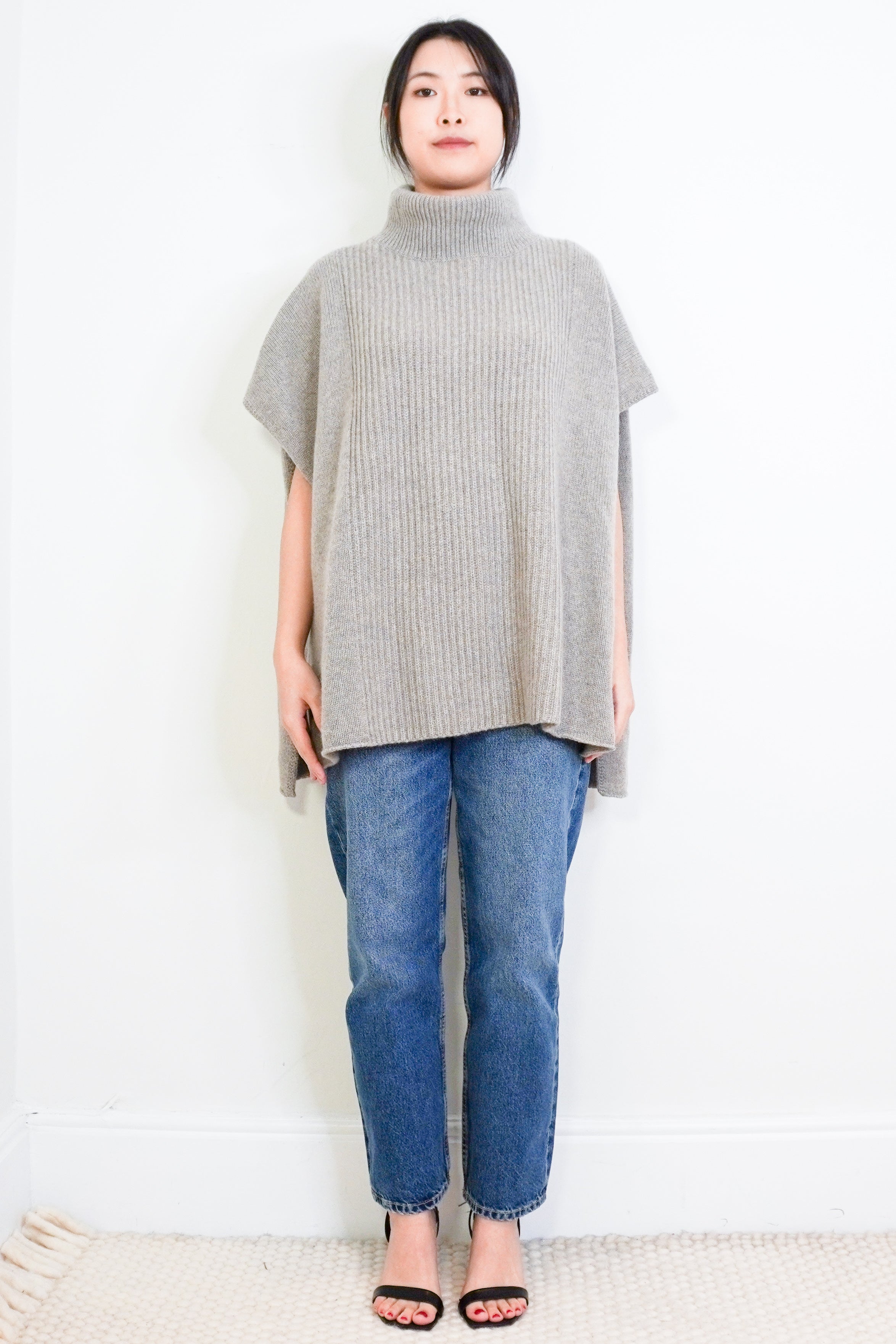 joseph-grey-cashmere-cape-authentic-preloved-front-picture-chelsea-london 