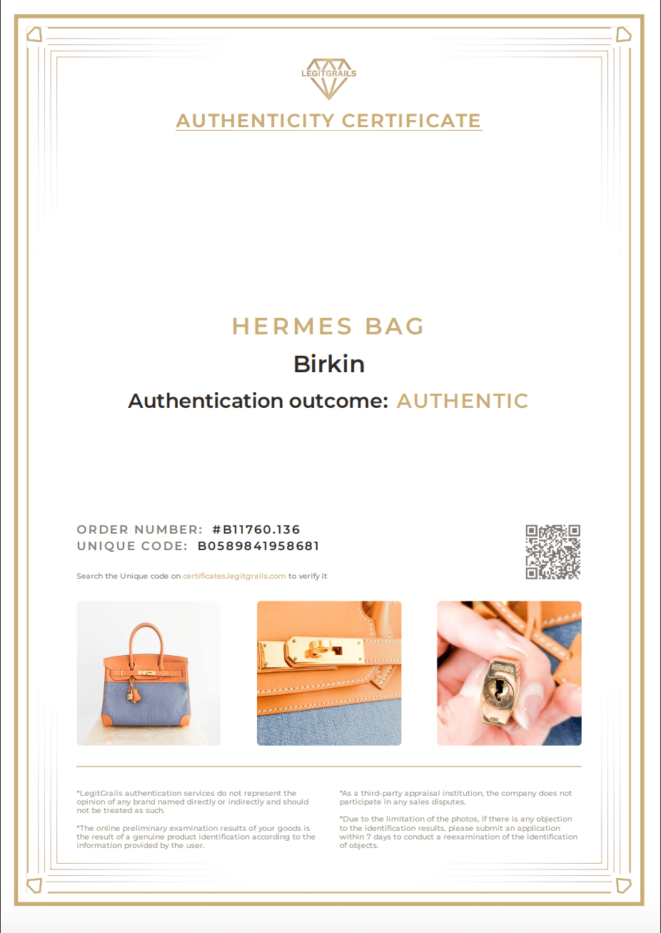Hermès Birkin 30 in Vache Naturelle leather & Blue Jean toile | Authentic Preloved - Reloved Again