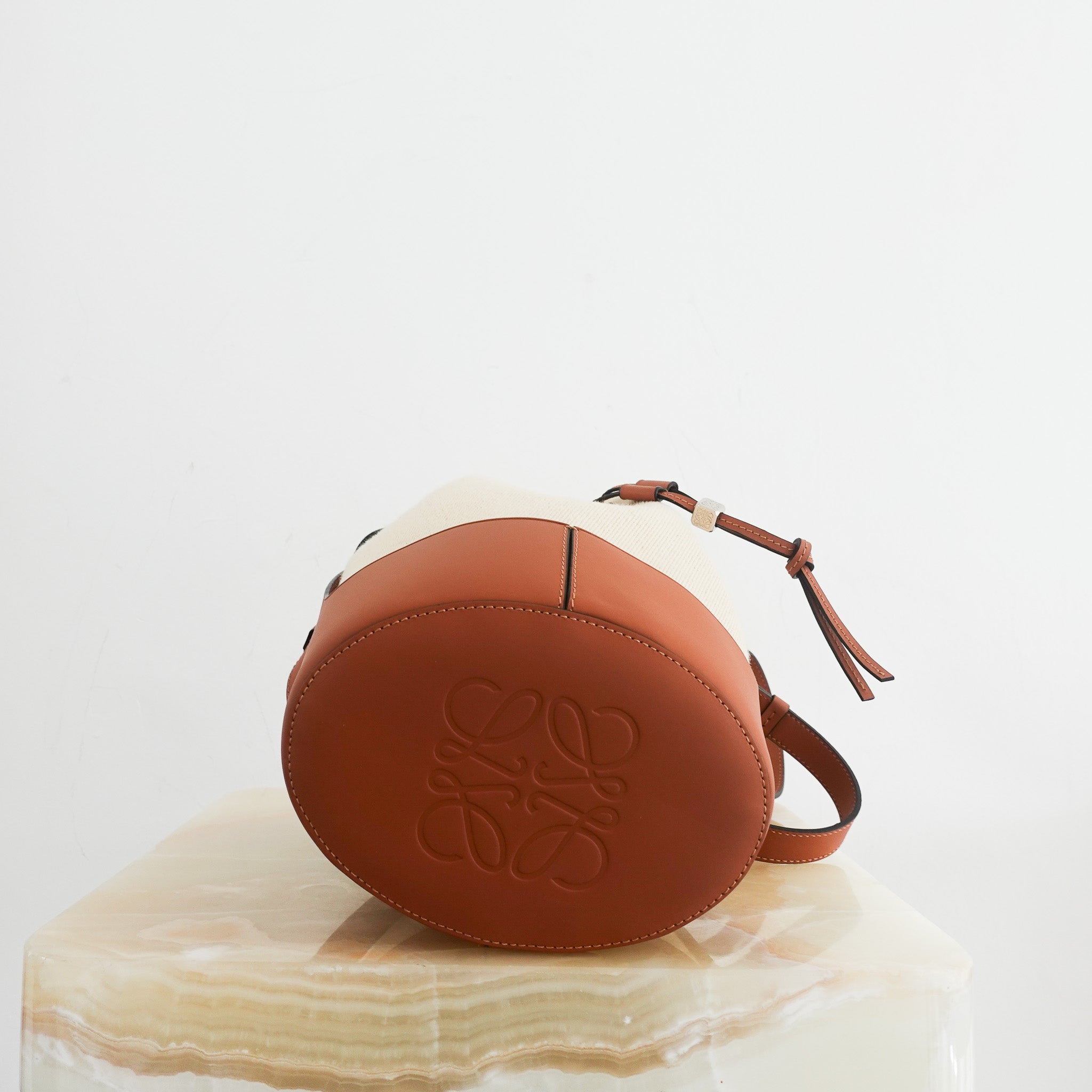 New LOEWE Small Balloon Leather & Canvas Bucket Bag RRP £1.7K | Authentic Preloved - Reloved Again