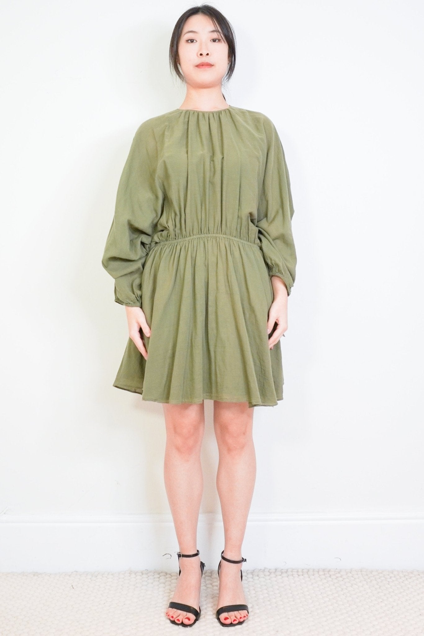 loup-charmant-green-pure-cotton-mini-dress-authentic-preloved-front-picture-chelsea-london