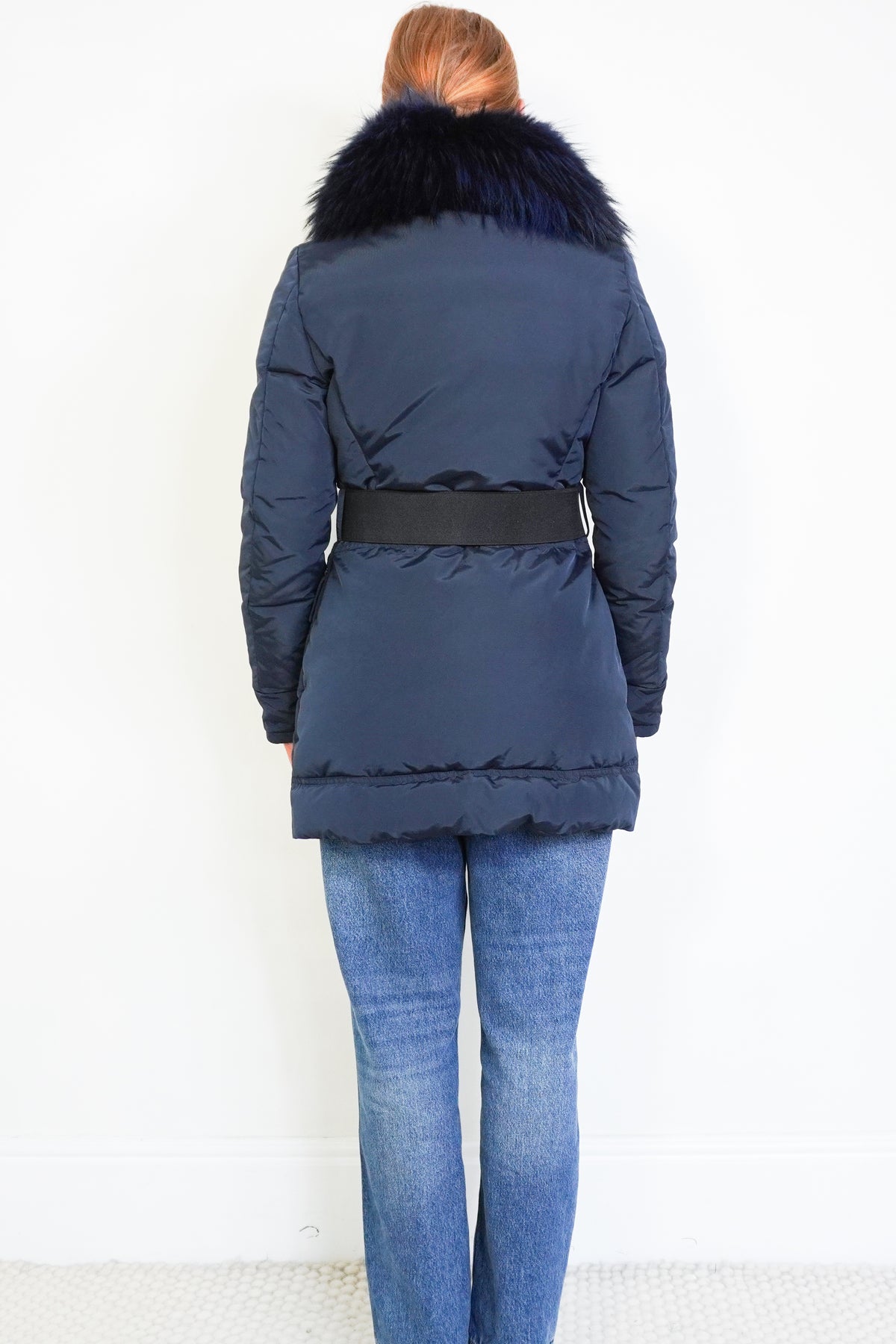 Moncler Loup Fur Collar Belted Down Jacket RRP £1200  | Authentic Preloved