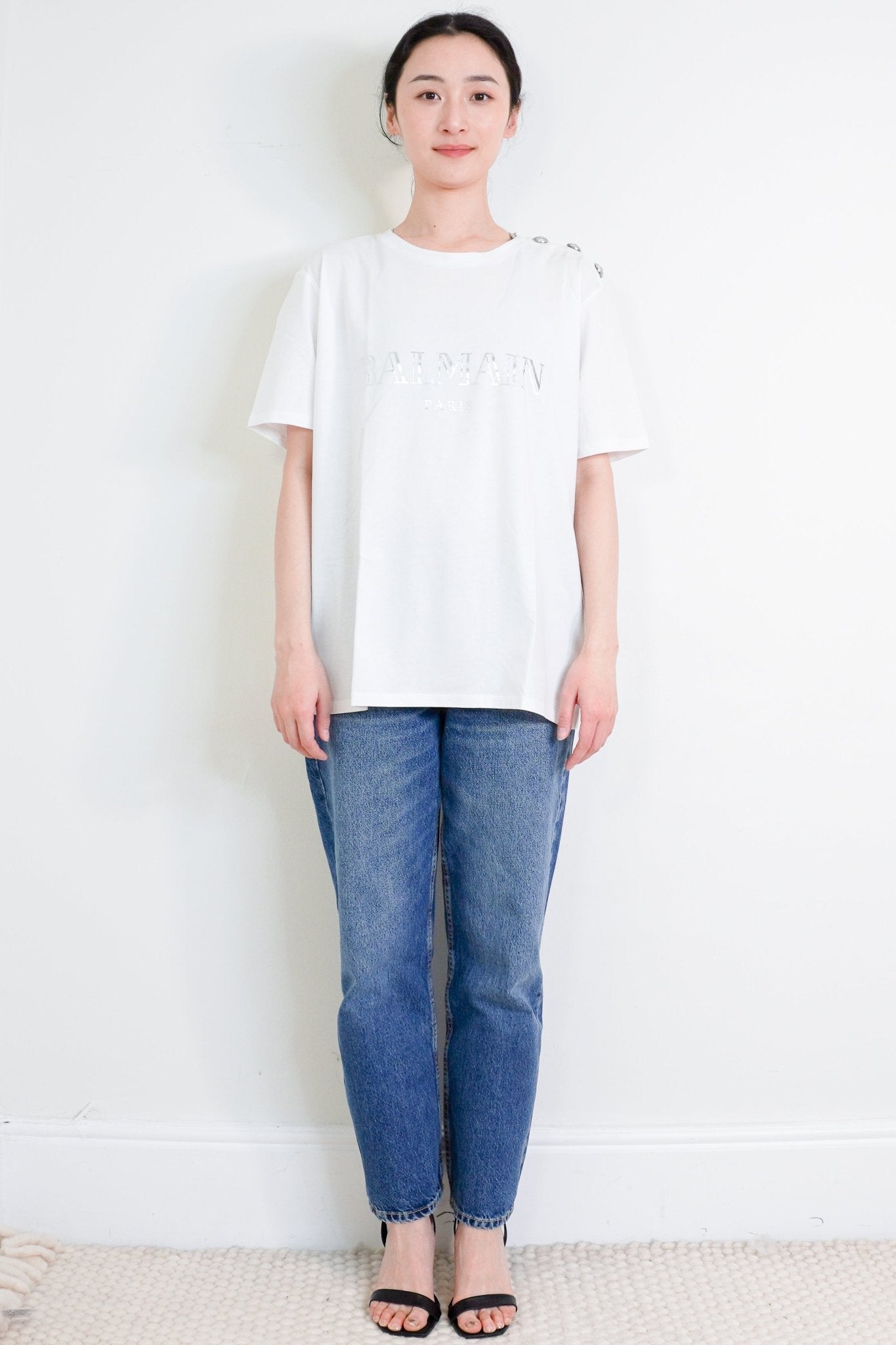 NEW Balmain White T-Shirt with Silver Logo RRP £380 | Authentic Preloved - Reloved Again