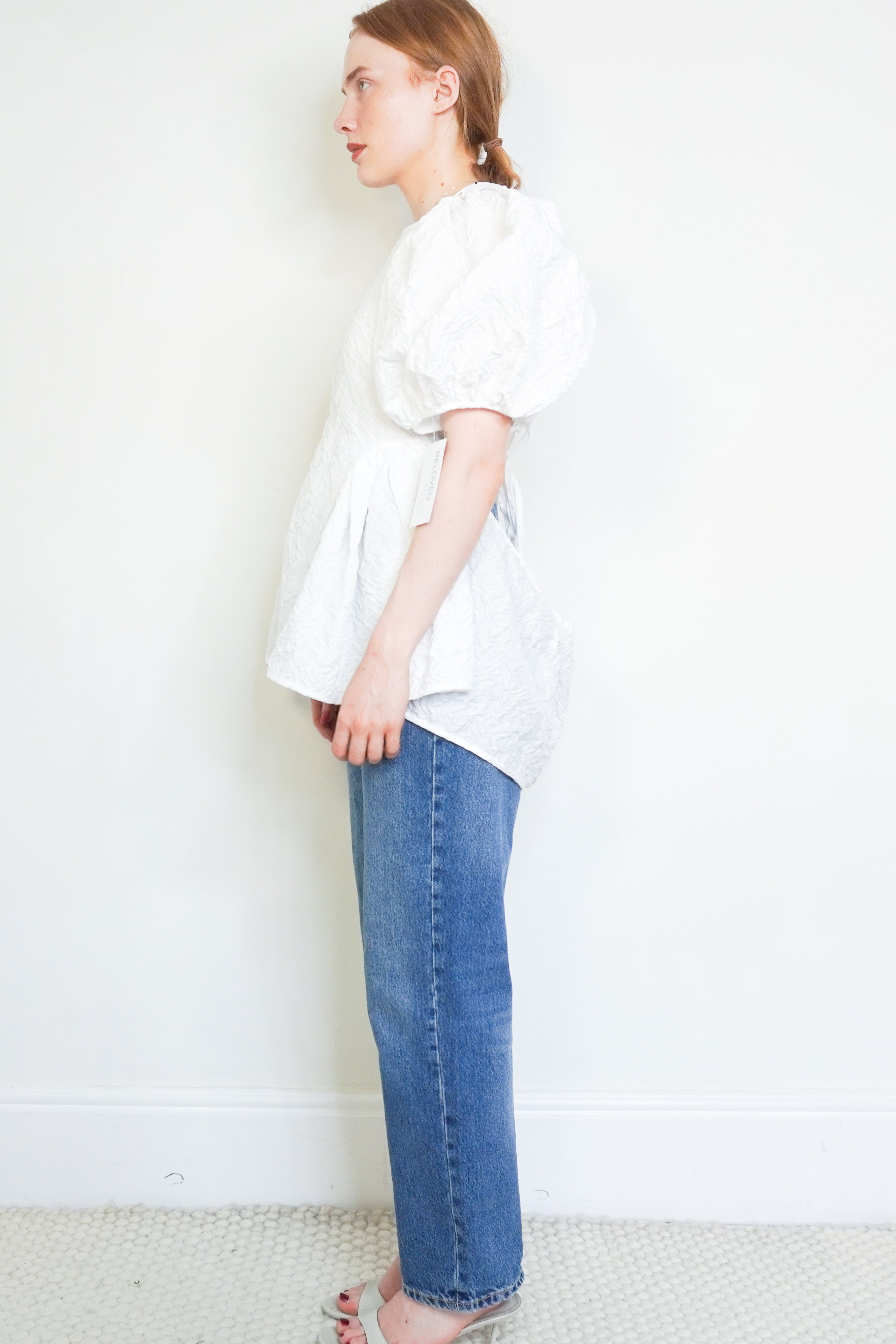 Side image of the Cecile Bahnsen Top showing the silhouette.