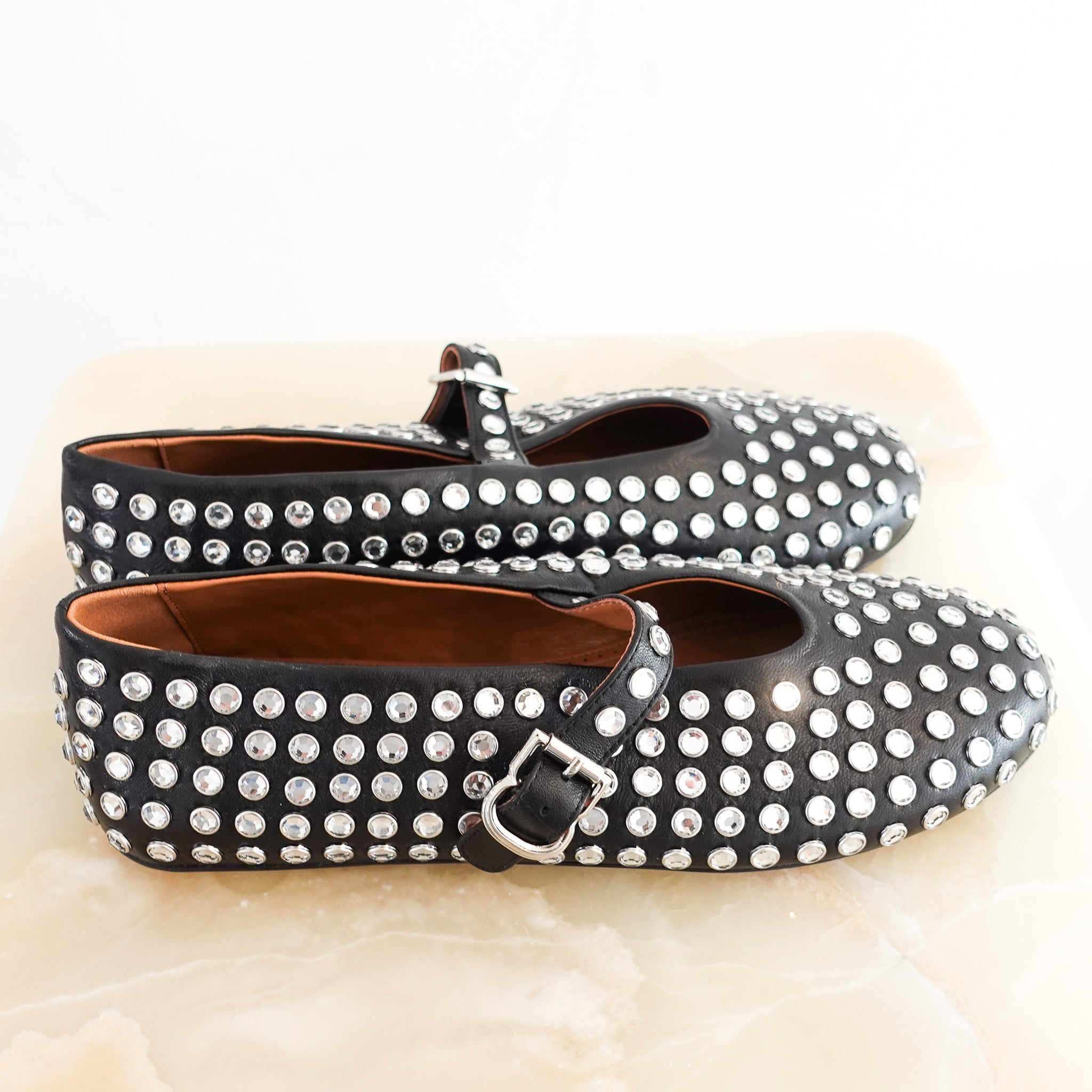 NEW CURRENT SEASON ALAIA Strass Ballet Flats in Black RRP £950 | Authentic Preloved - Reloved Again