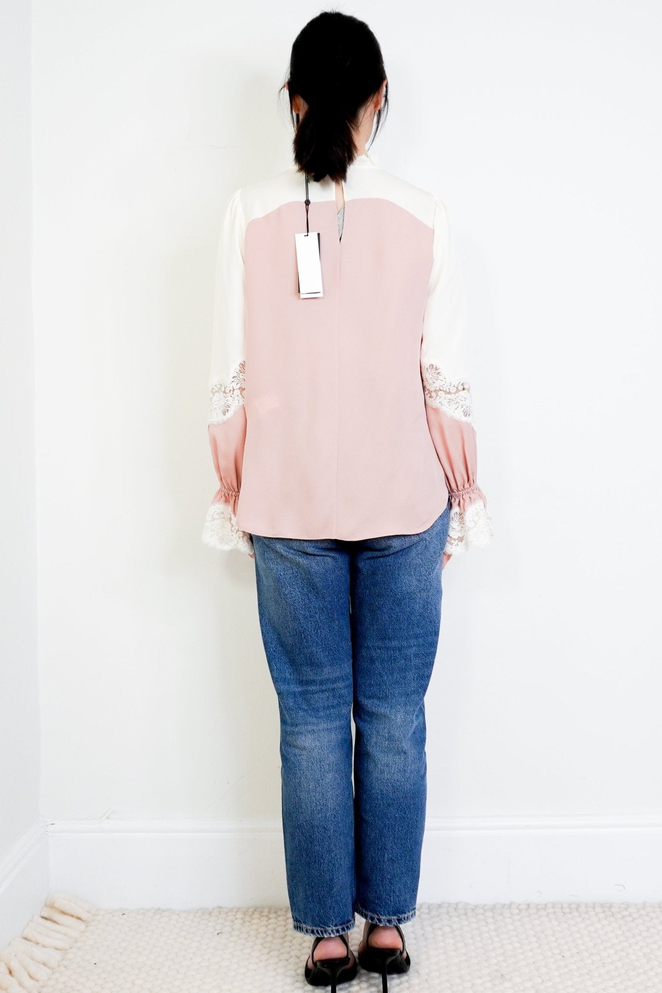 NEW ME+EM Pink and White lace blouse RRP £175 | Authentic Preloved - Reloved Again