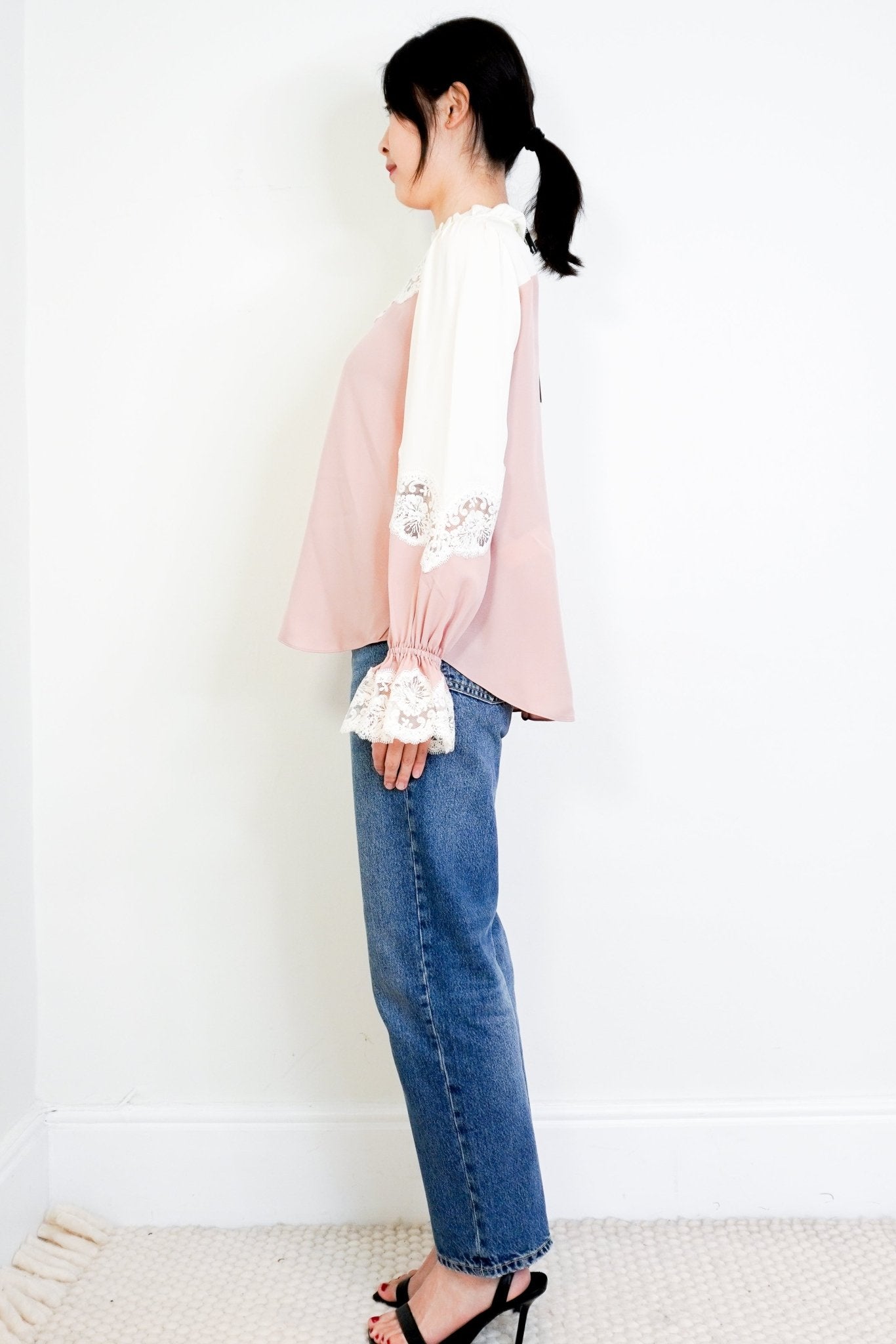 NEW ME+EM Pink and White lace blouse RRP £175 | Authentic Preloved - Reloved Again