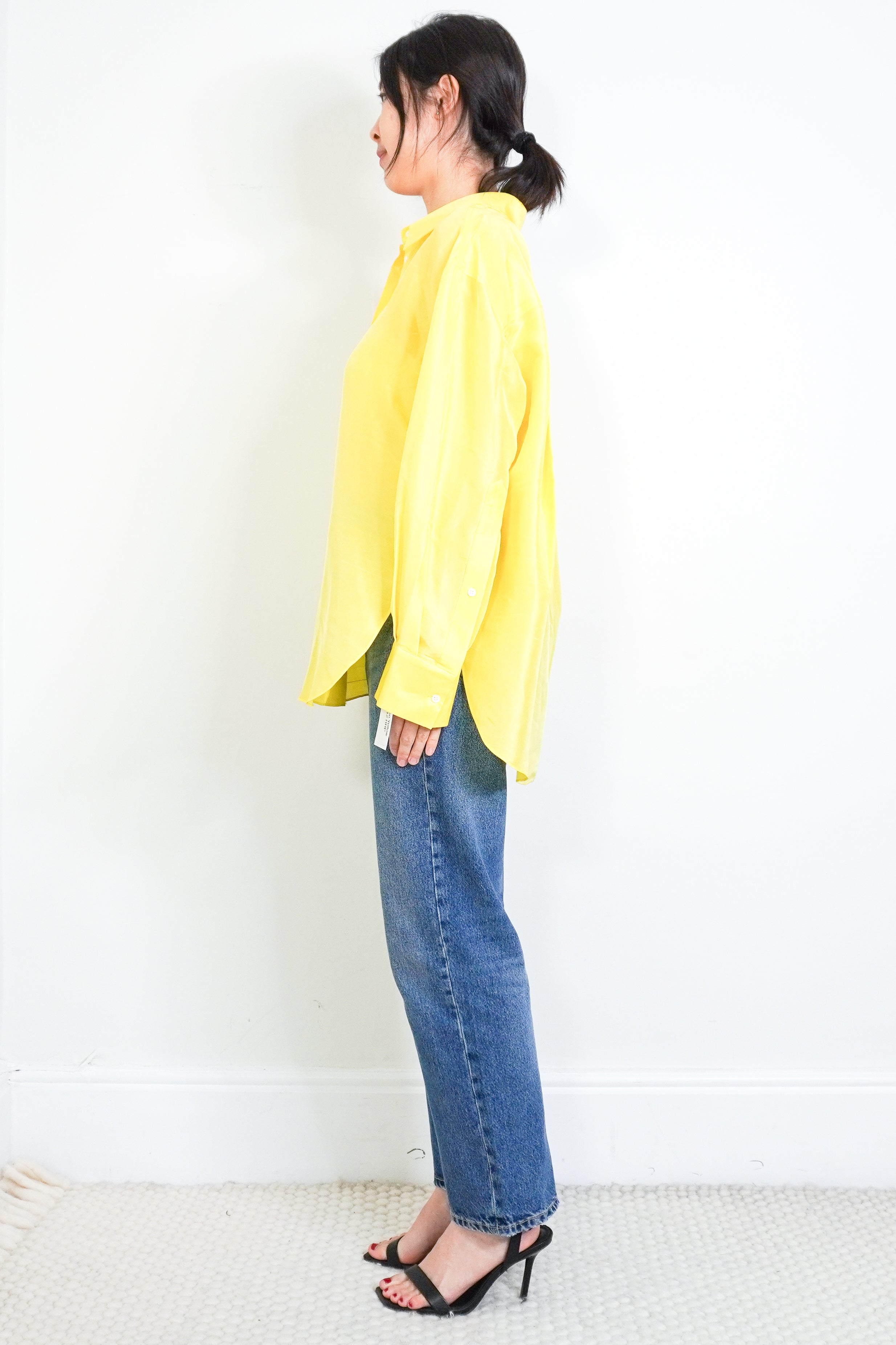 new-oroton-yellow-silk-shirt-authentic-preloved-side-picture-chelsea-london
