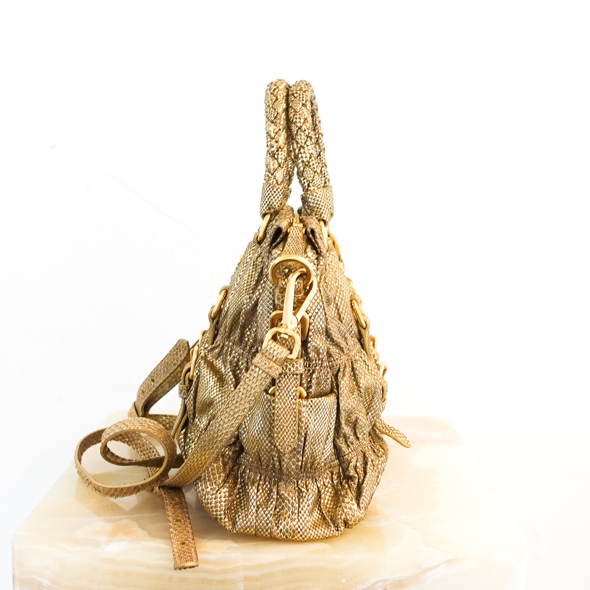 NEW Prada Gaufre Python Bag in Gold | Authentic Preloved - Reloved Again