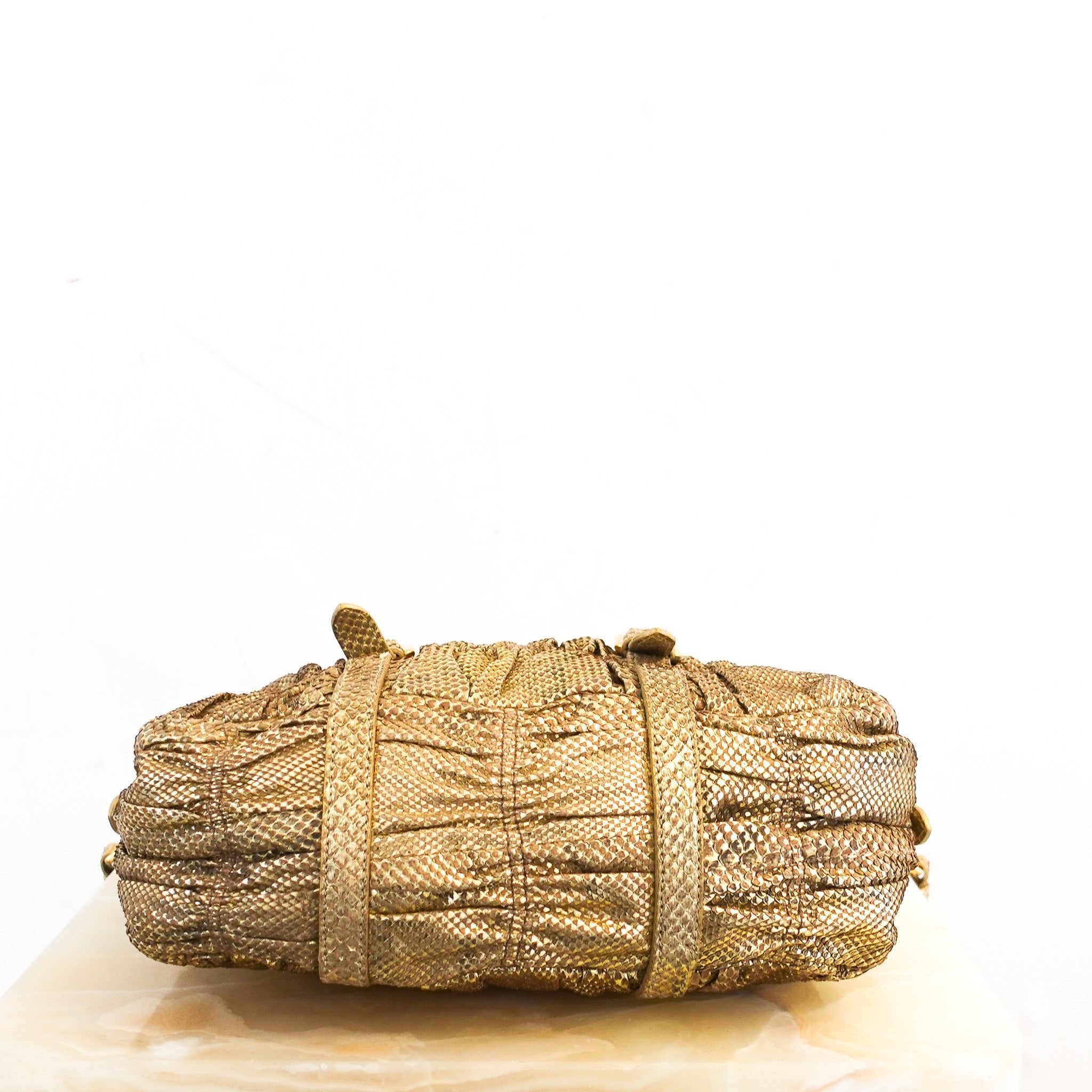 NEW Prada Gaufre Python Bag in Gold | Authentic Preloved - Reloved Again