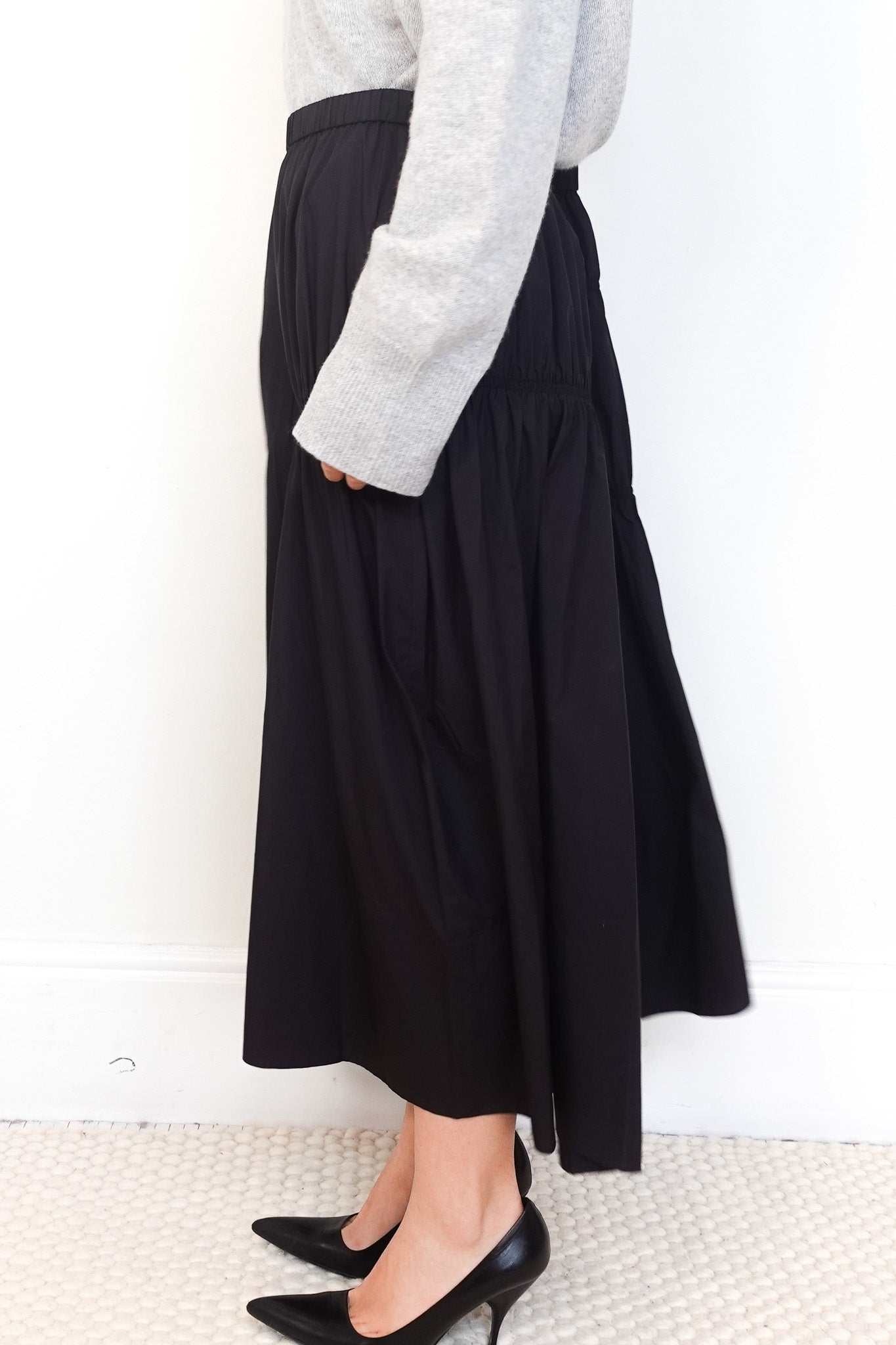 NEW Tibi Crispy Nylon black Panelled Skirt RRP £450 | Authentic Preloved - Reloved Again