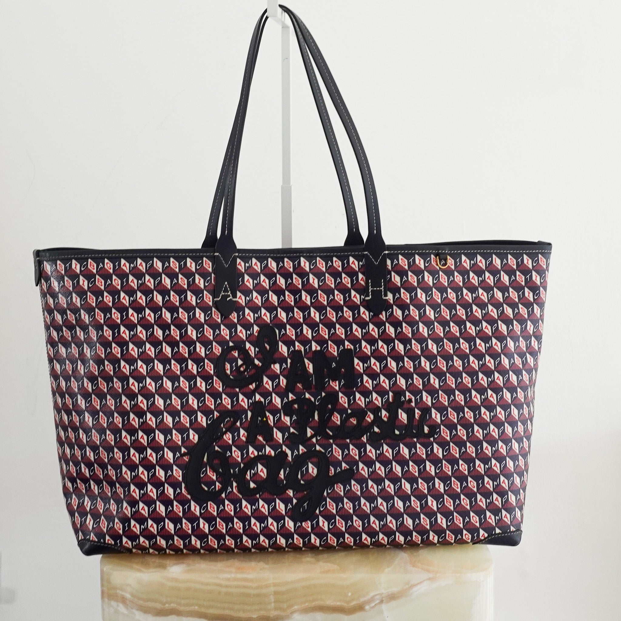 nya-hindmarch-i-am-a-plastic-bag-zipped-motif-navy-tote-front-picture-chelsea-london