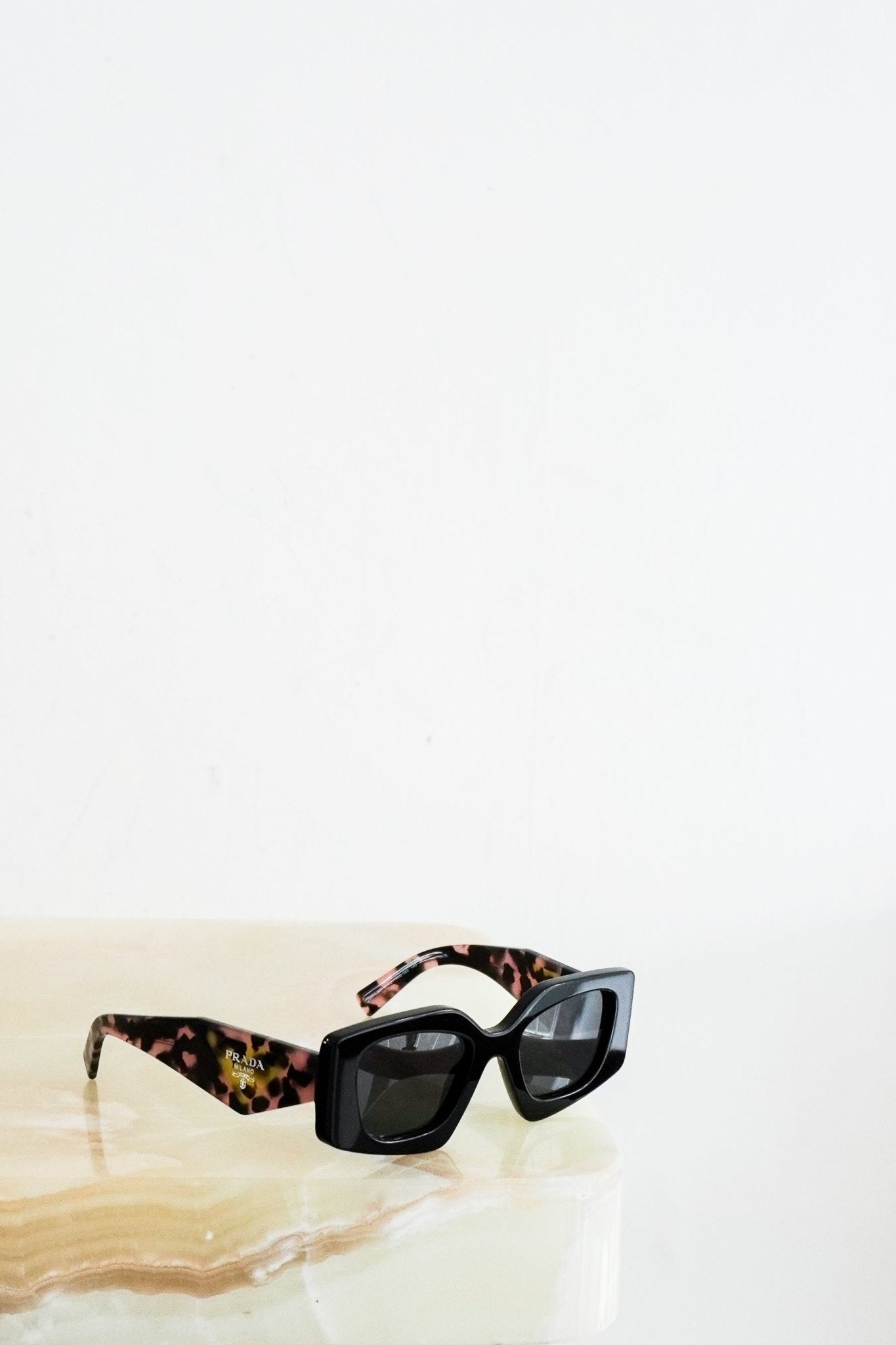 Prada Black Sunglasses with Floral Patterned Arms $380 Authentic Prada Pink Camouflage Cat-Eye Light Fashion  main image 2