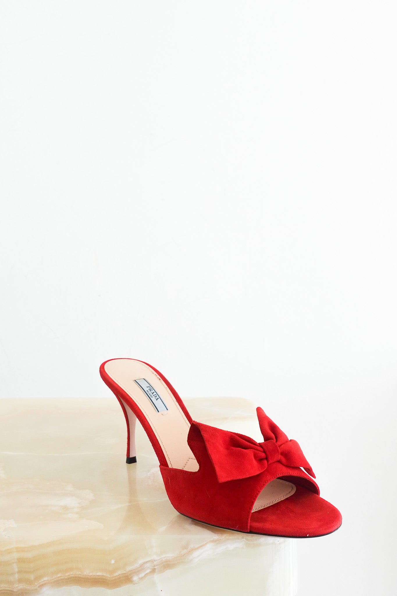 Prada Bow Suede Mules RRP £700 | Authentic Preloved - Reloved Again