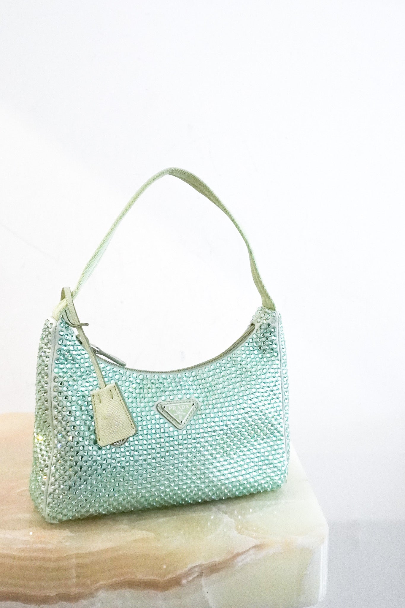 Prada Re - Edition 2000 Green Crystal Satin Bag RRP £1980 | Authentic Preloved - Reloved Again