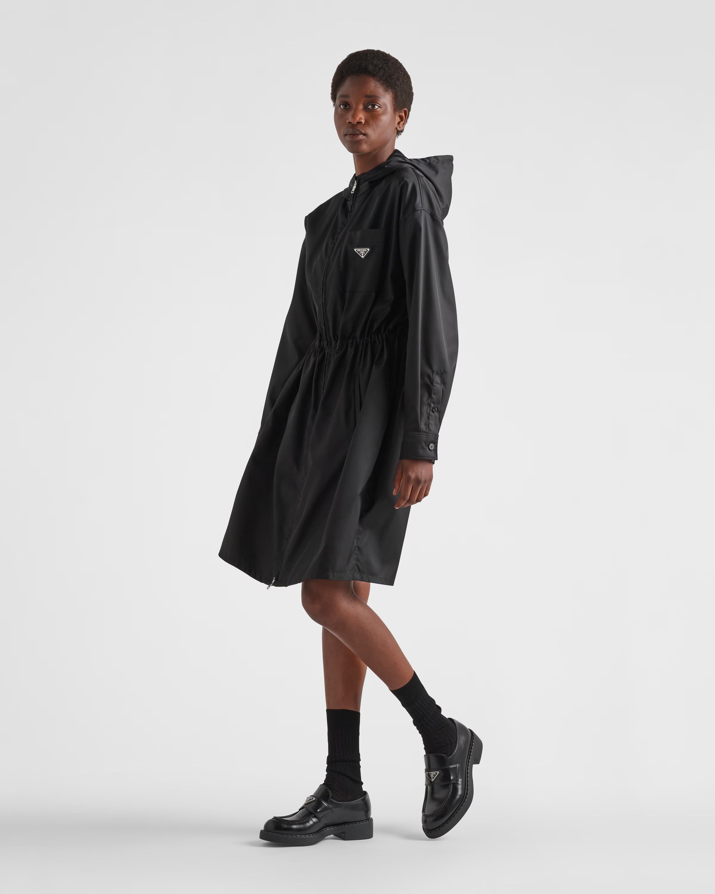 Prada Black Nylon Hooded Rain Jacket (RRP £1400) | Authentic Preloved