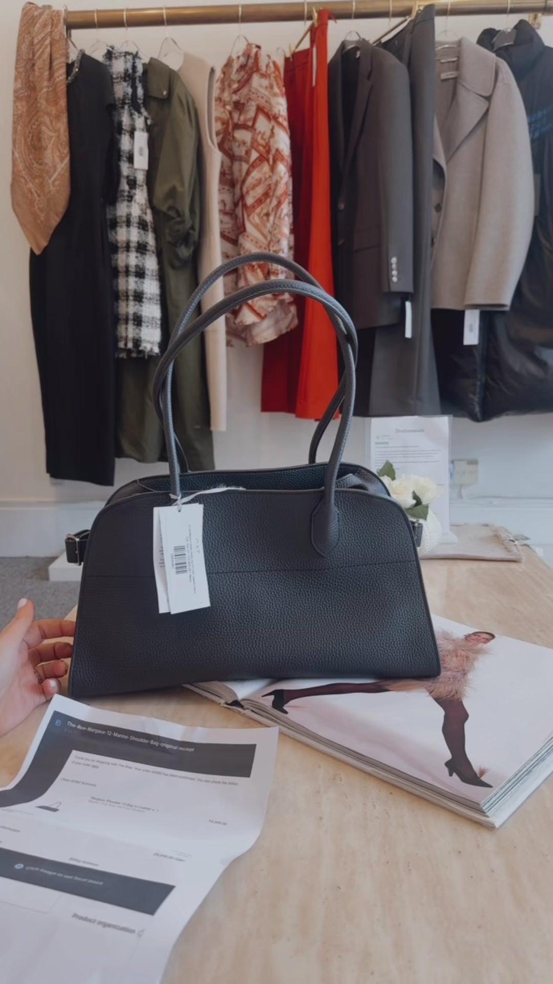 The Row Margaux 12 Marine Shoulder Bag RRP £4540 | Authentic Preloved