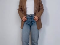 The-mannei-taupe-leather-kerak-blazer-shiny-button-video-Chelsea-london