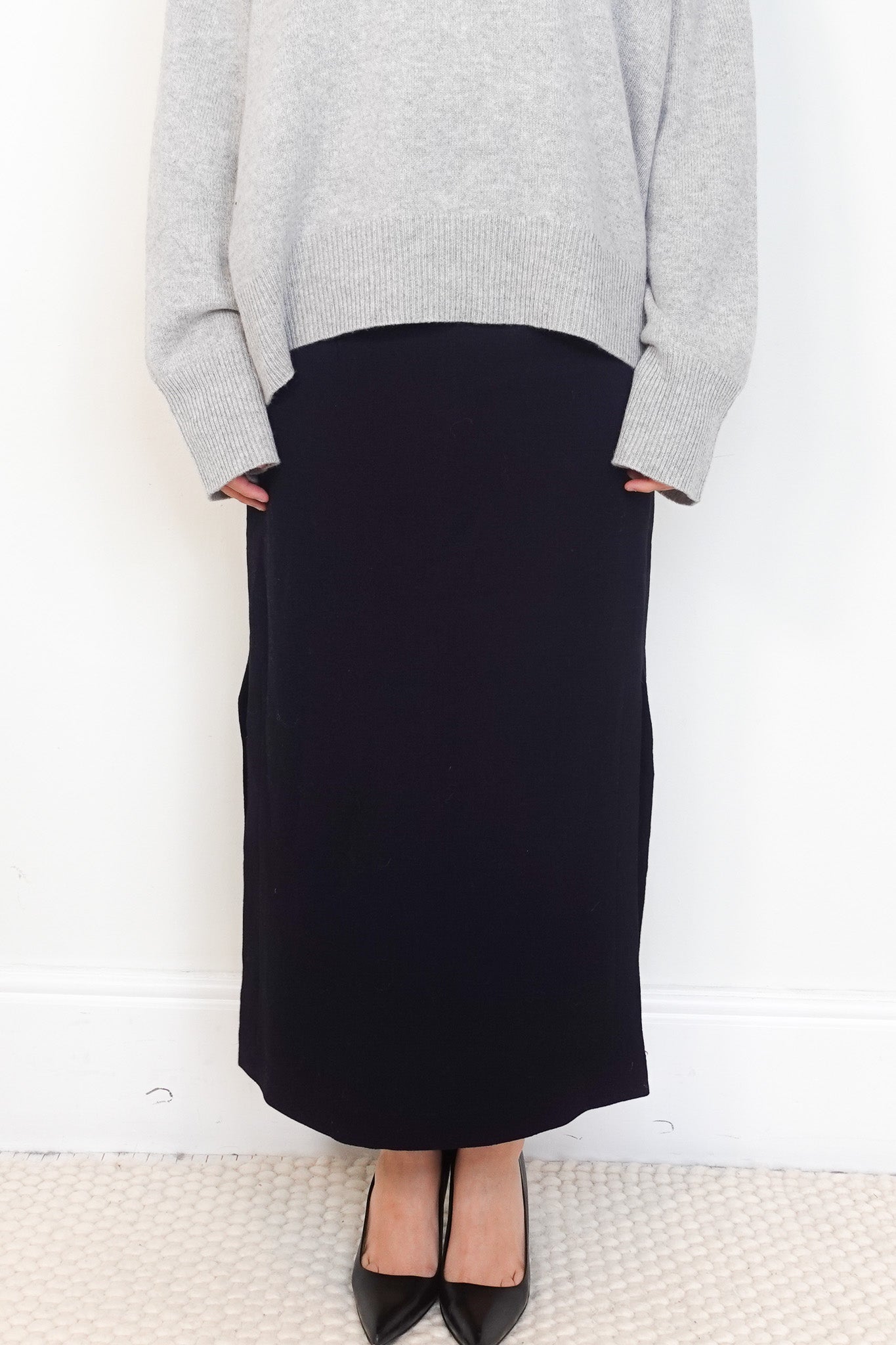 Raey Navy Wool Pencil Skirt RRP £325 | Authentic Preloved - Reloved Again