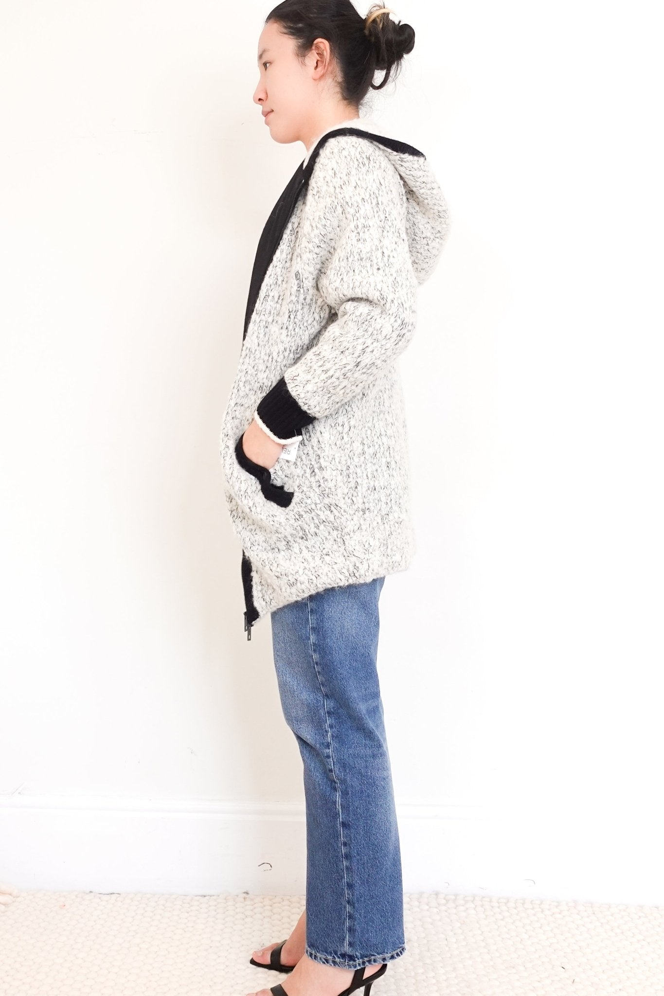 Rag & Bone Grey/Black Hooded Knit Jacket RRP £350 | Authentic Preloved - Reloved Again