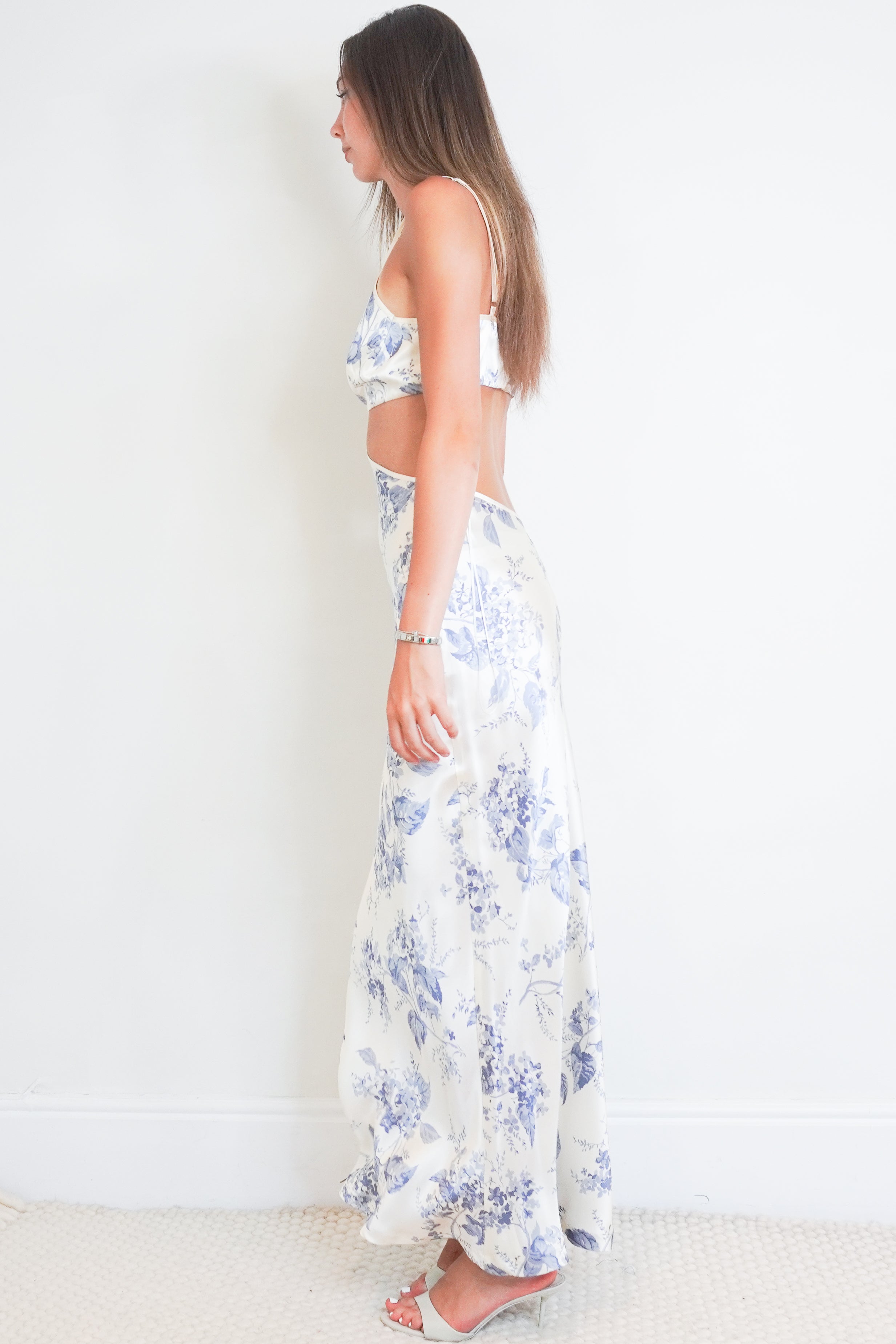 side picture of Reformation silk dress