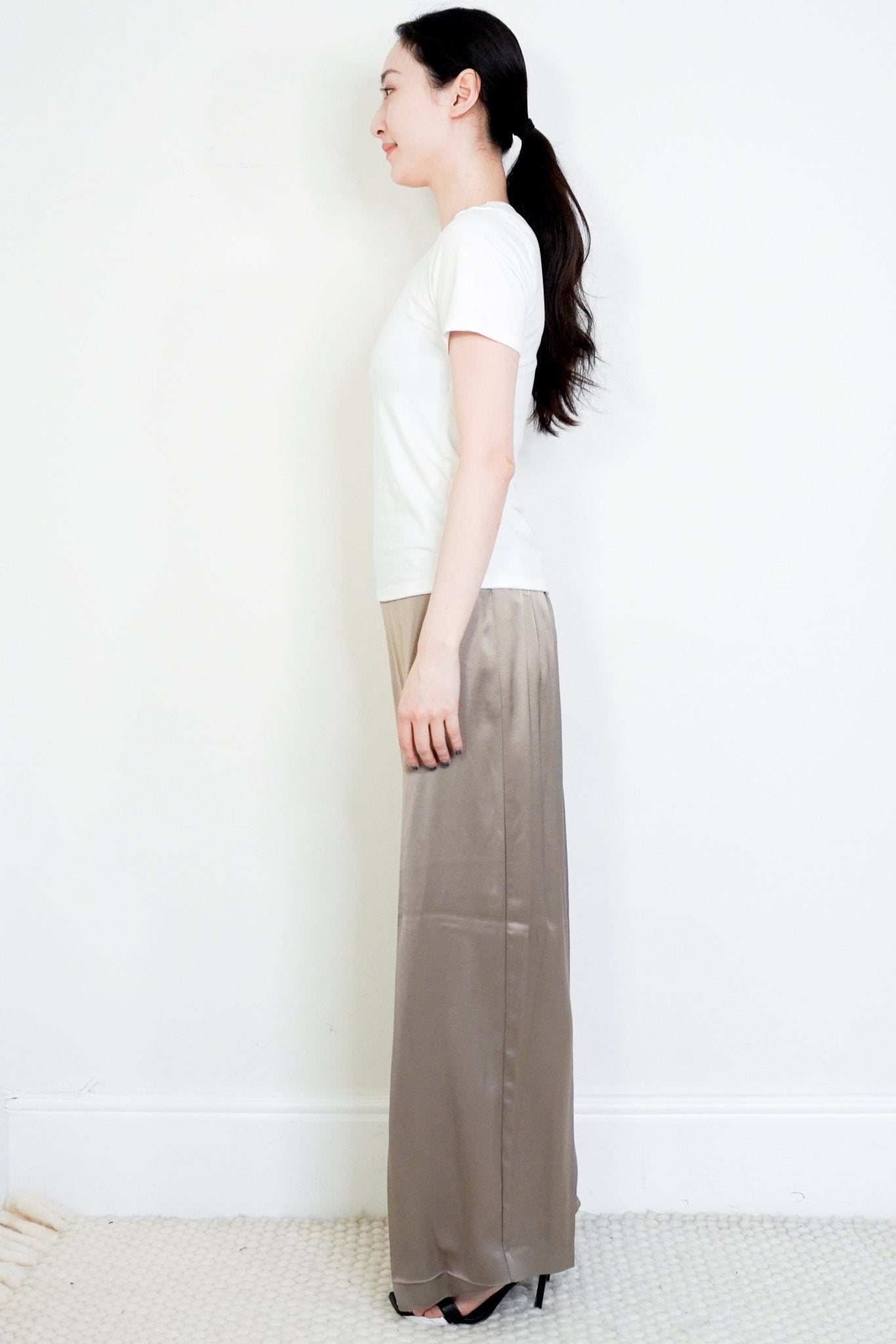 Reformation Taupe Satin Trousers RRP £188 | Authentic Preloved - Reloved Again
