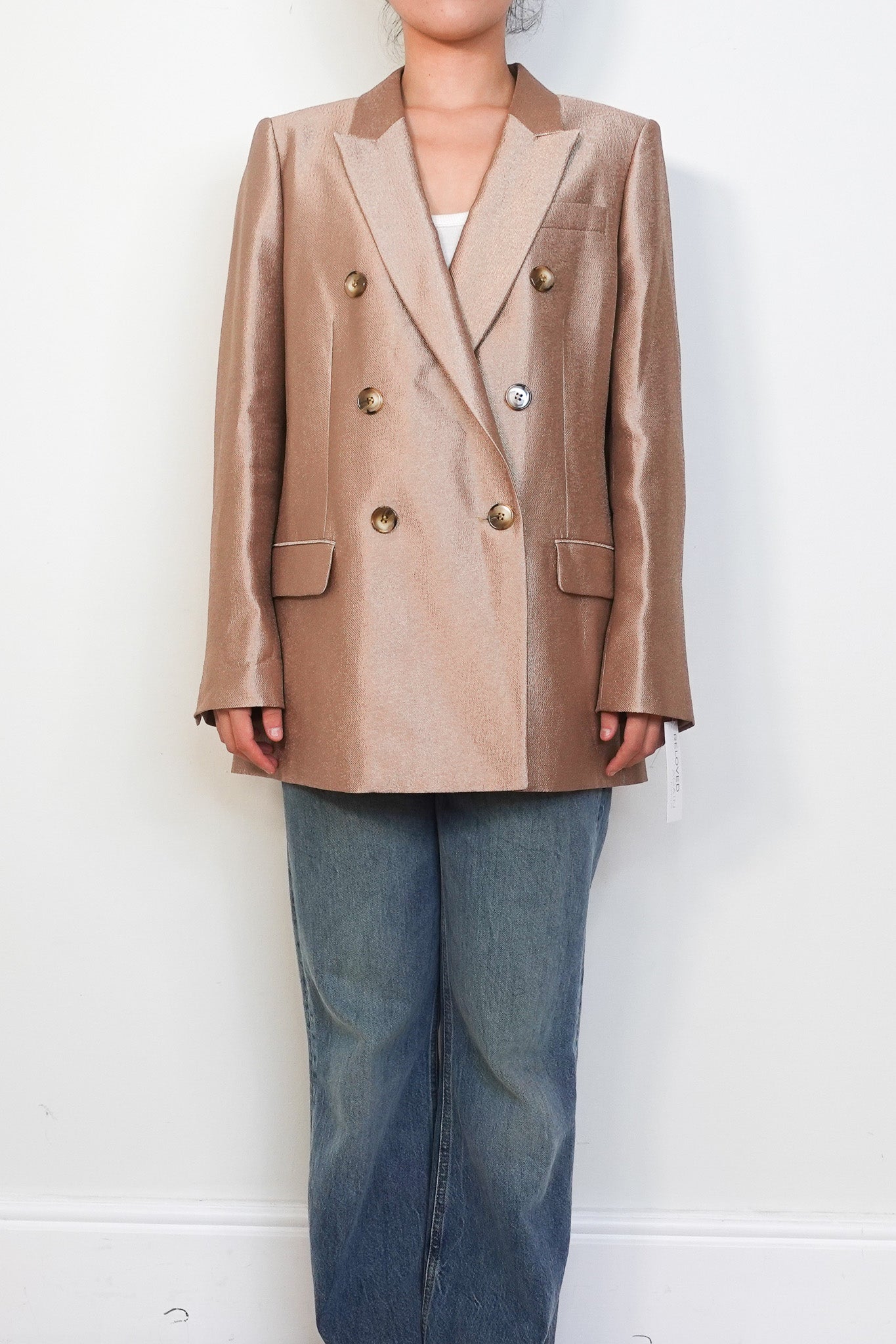 Reiss Gold Double Breasted Blazer RRP £250 | Authentic Preloved - Reloved Again