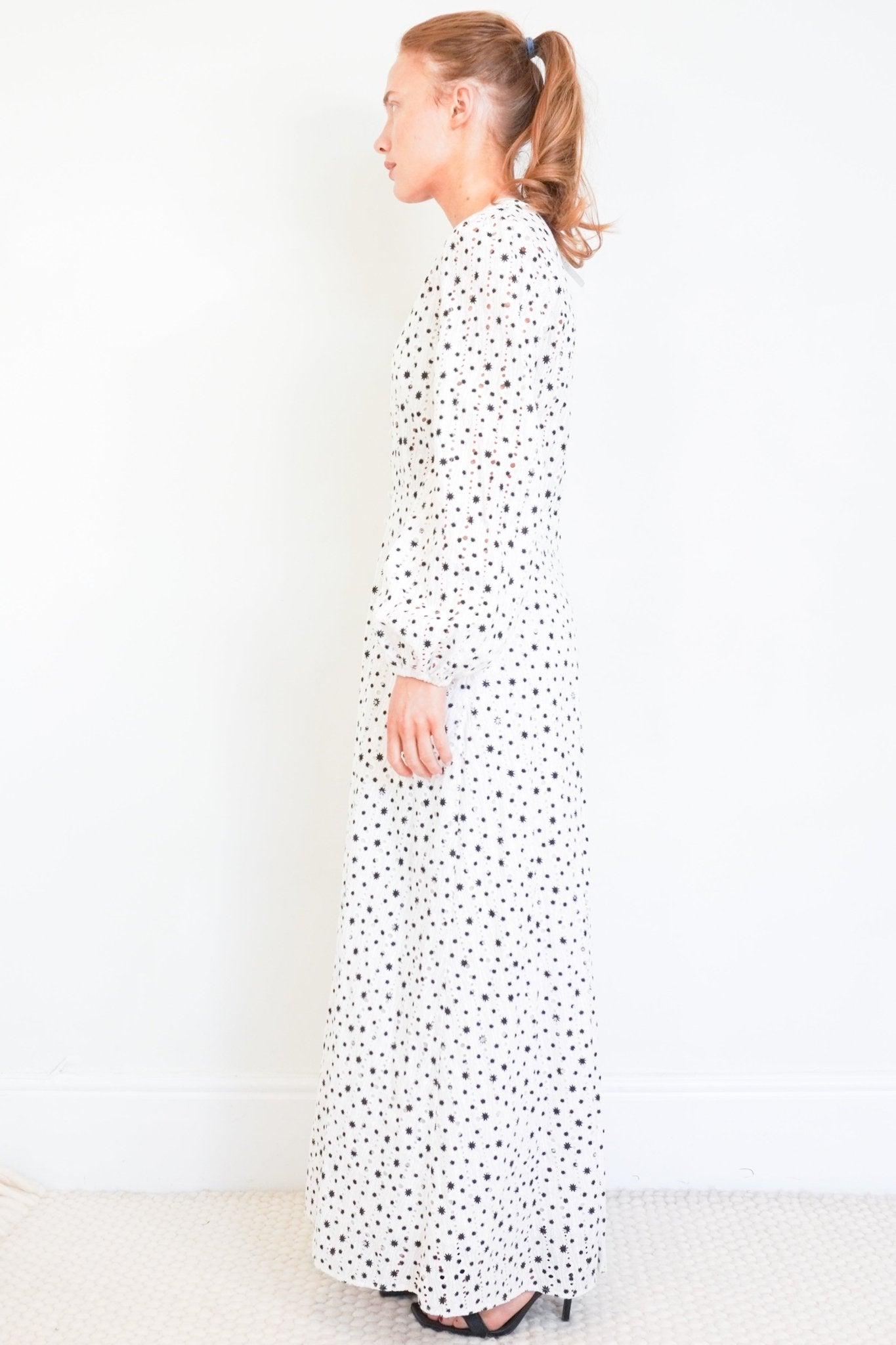 Rixo White and Black Eyelet Maxi Dress RRP £250 | Authentic & Preloved - Reloved Again