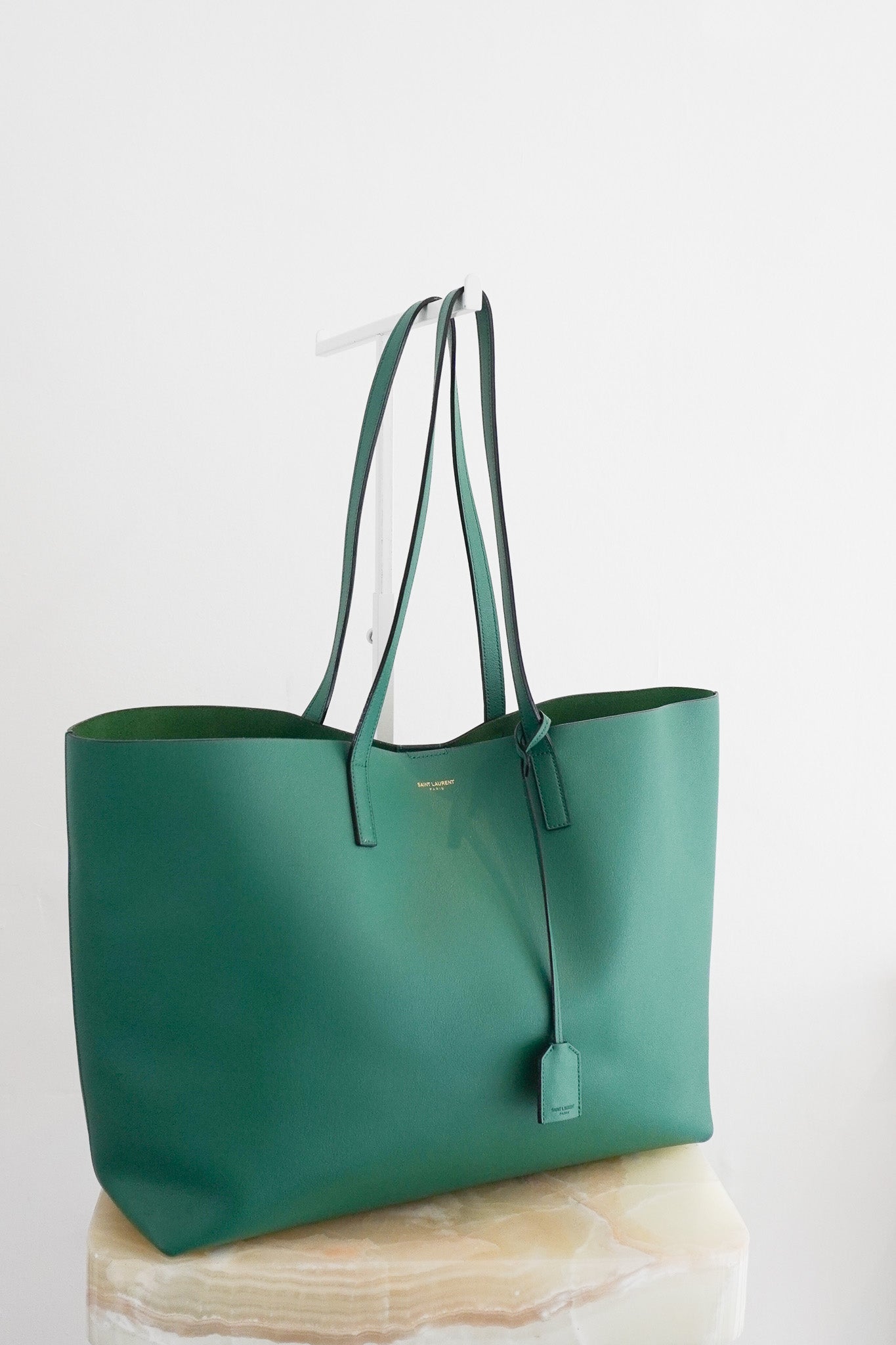 Saint Laurent East West Green shopping tote bag RRP £1115 | Authentic Preloved [final sale] - Reloved Again