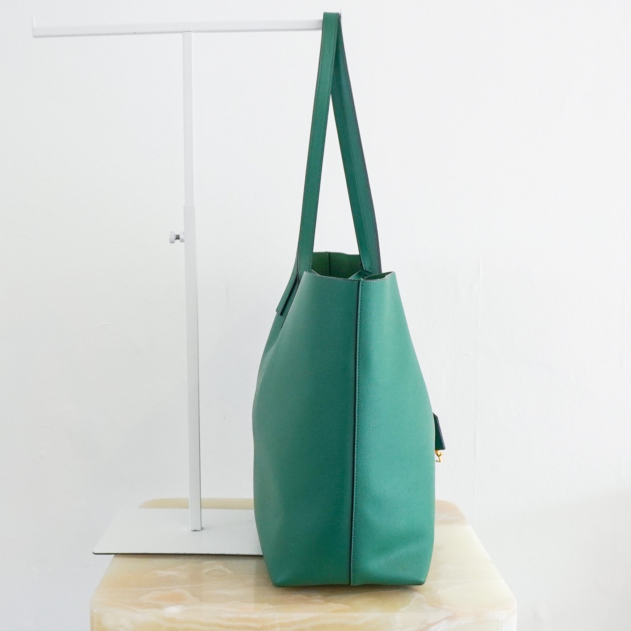 Saint Laurent East West Green shopping tote bag RRP £1115 | Authentic Preloved [final sale] - Reloved Again