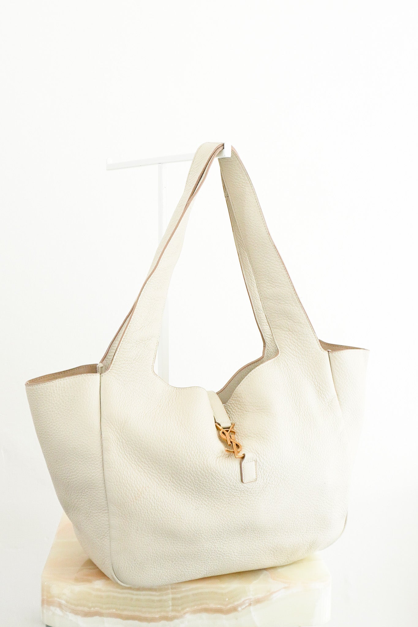 CURRENT SEASON Saint Laurent White Le 5 á 7 Bea Tote Bag (RRP £2645) | Authentic Preloved - Reloved Again