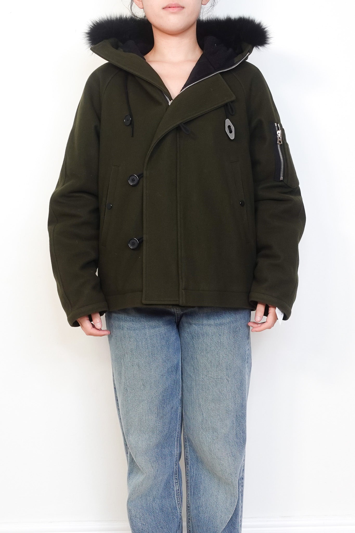 sandro-green-fur-hooded-parka-cover-picture-chelsea-london