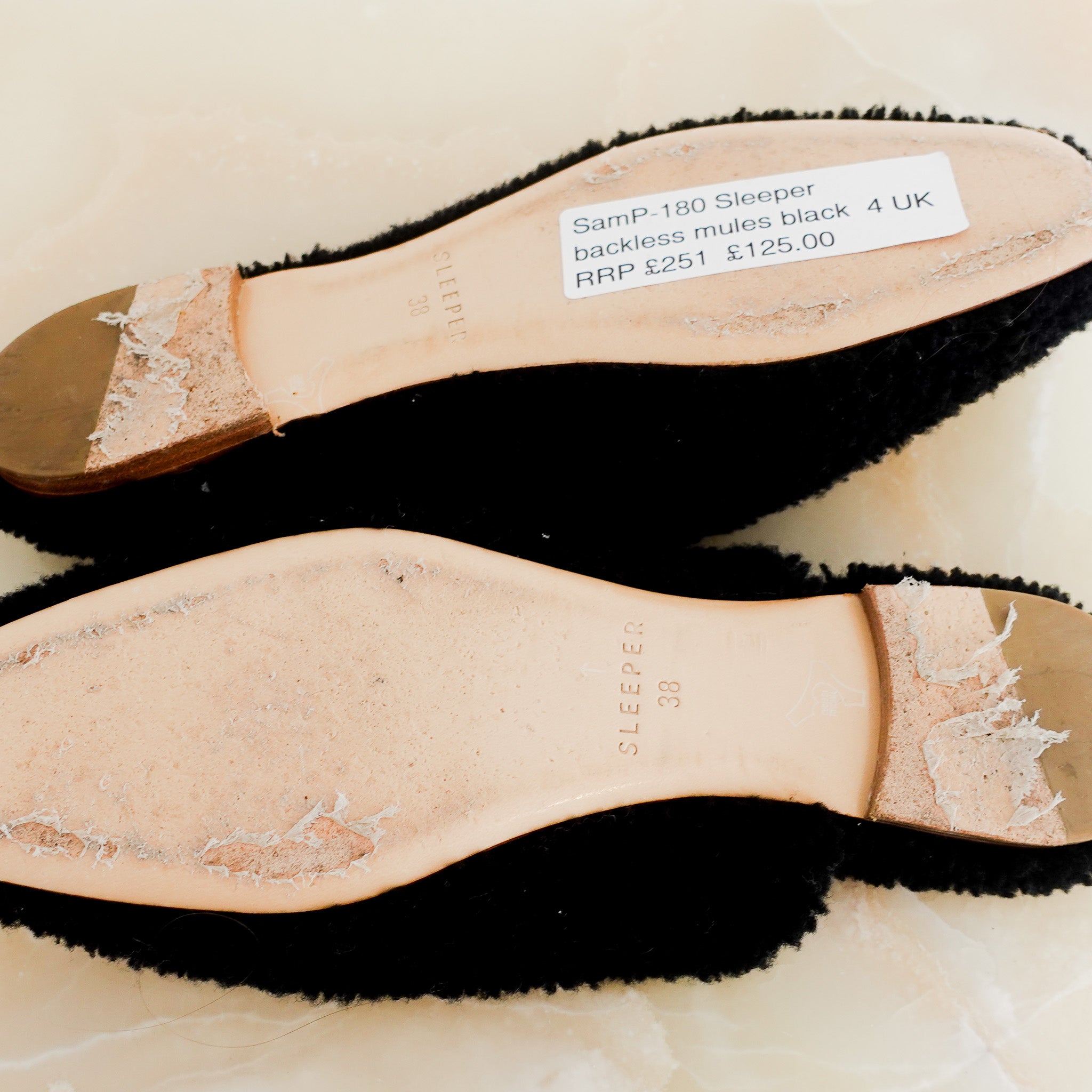 Sleeper Backless shearling mules in black | Authentic Preloved - Reloved Again