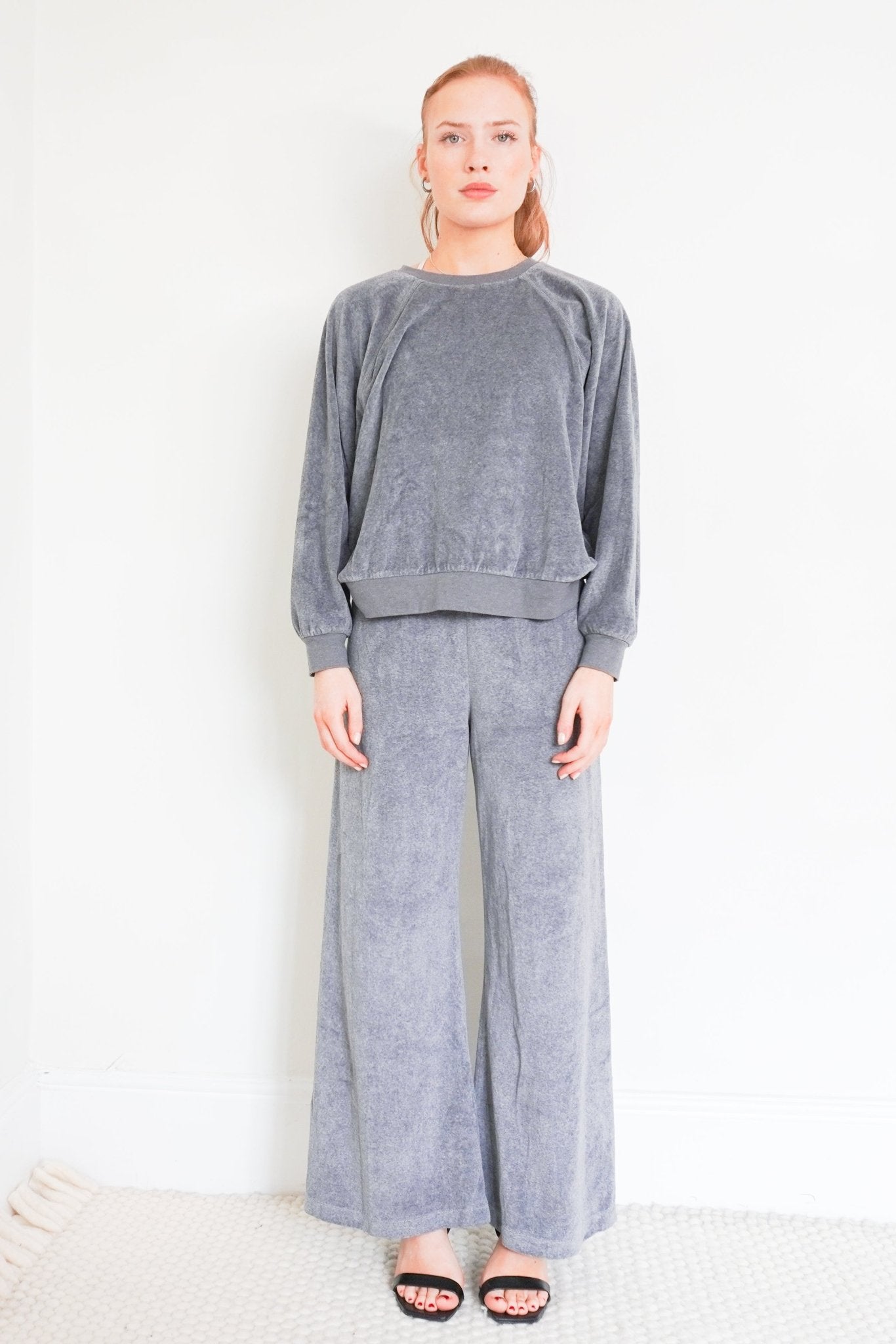 Suzie Kondi Grey Velour trackpants RRP £200 | Authentic Preloved - Reloved Again