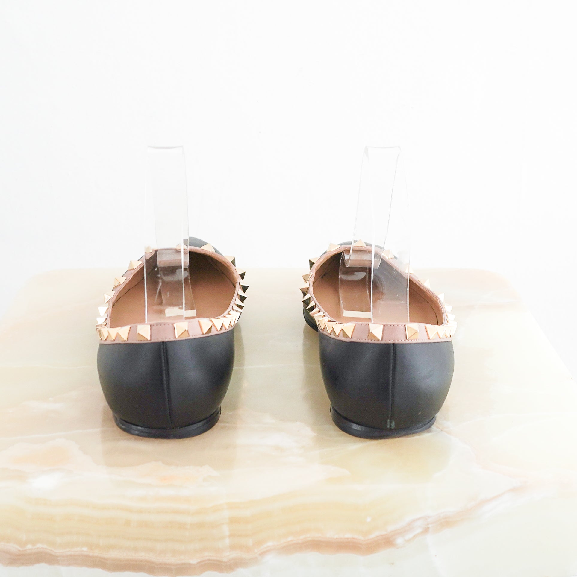 Valentino Rockstud Flats in Black/Mauve (RRP £680) | Authentic Preloved - Reloved Again