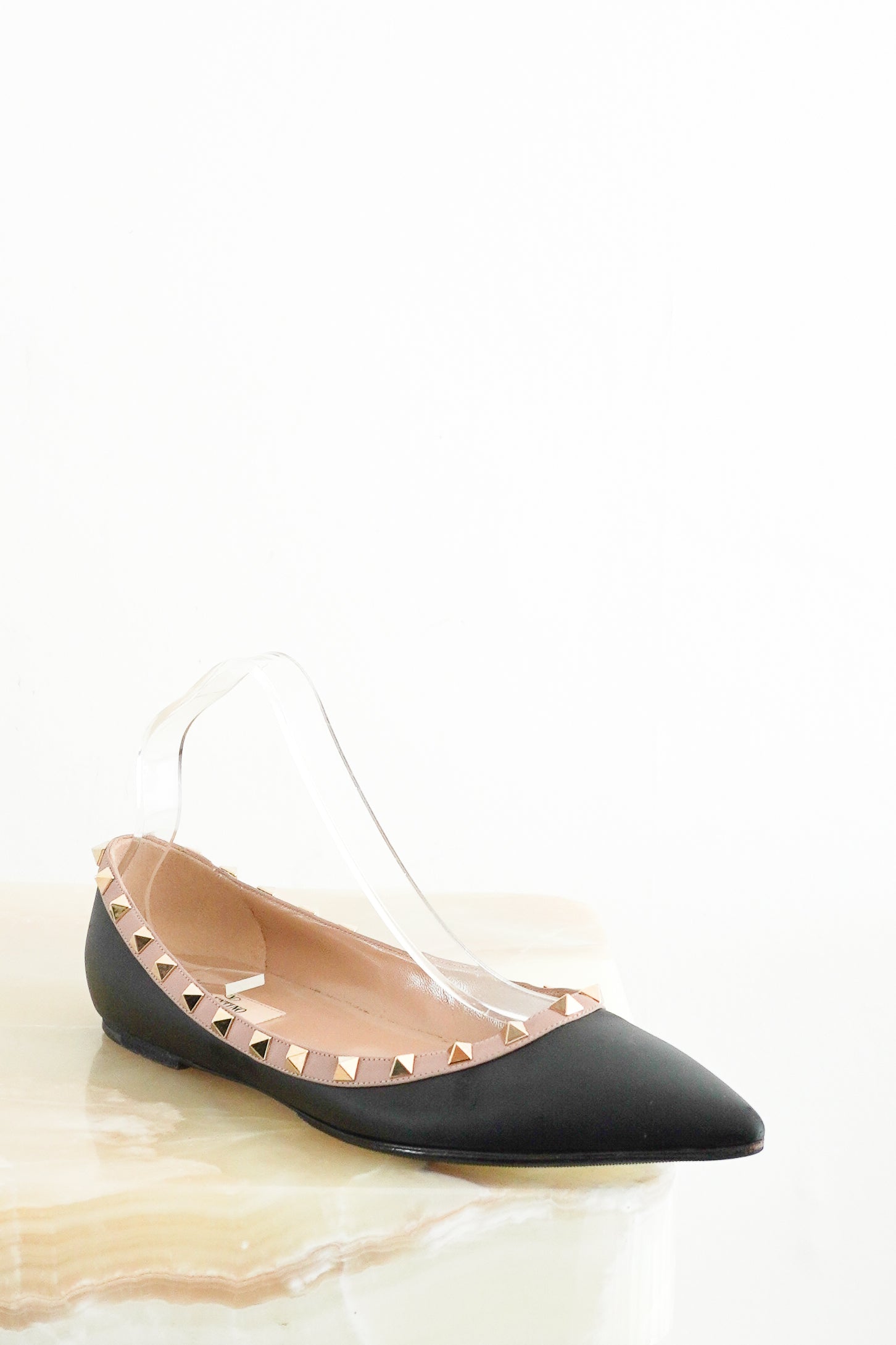Valentino Rockstud Flats in Black/Mauve (RRP £680) | Authentic Preloved - Reloved Again