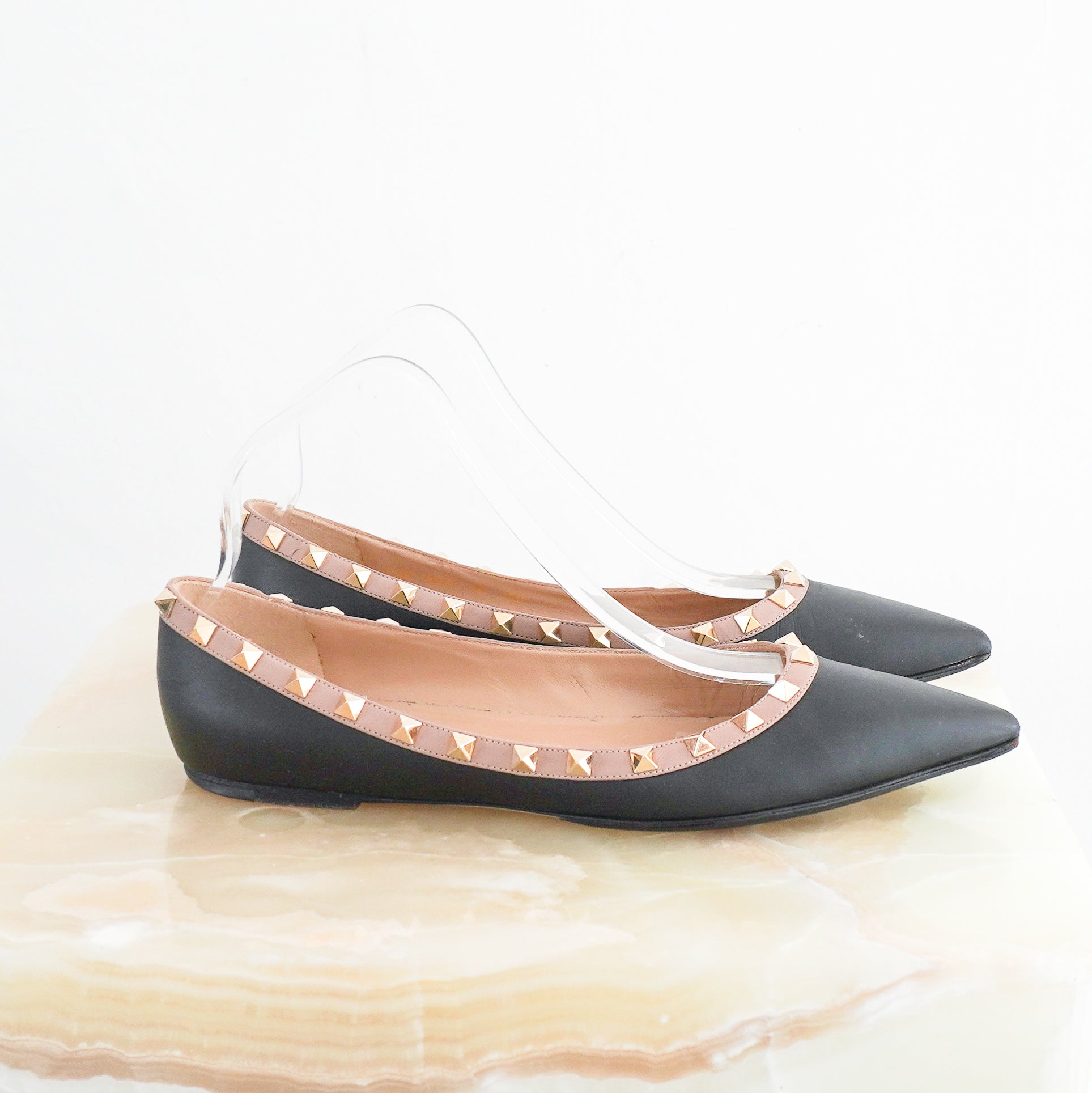 Valentino Rockstud Flats in Black/Mauve (RRP £680) | Authentic Preloved - Reloved Again