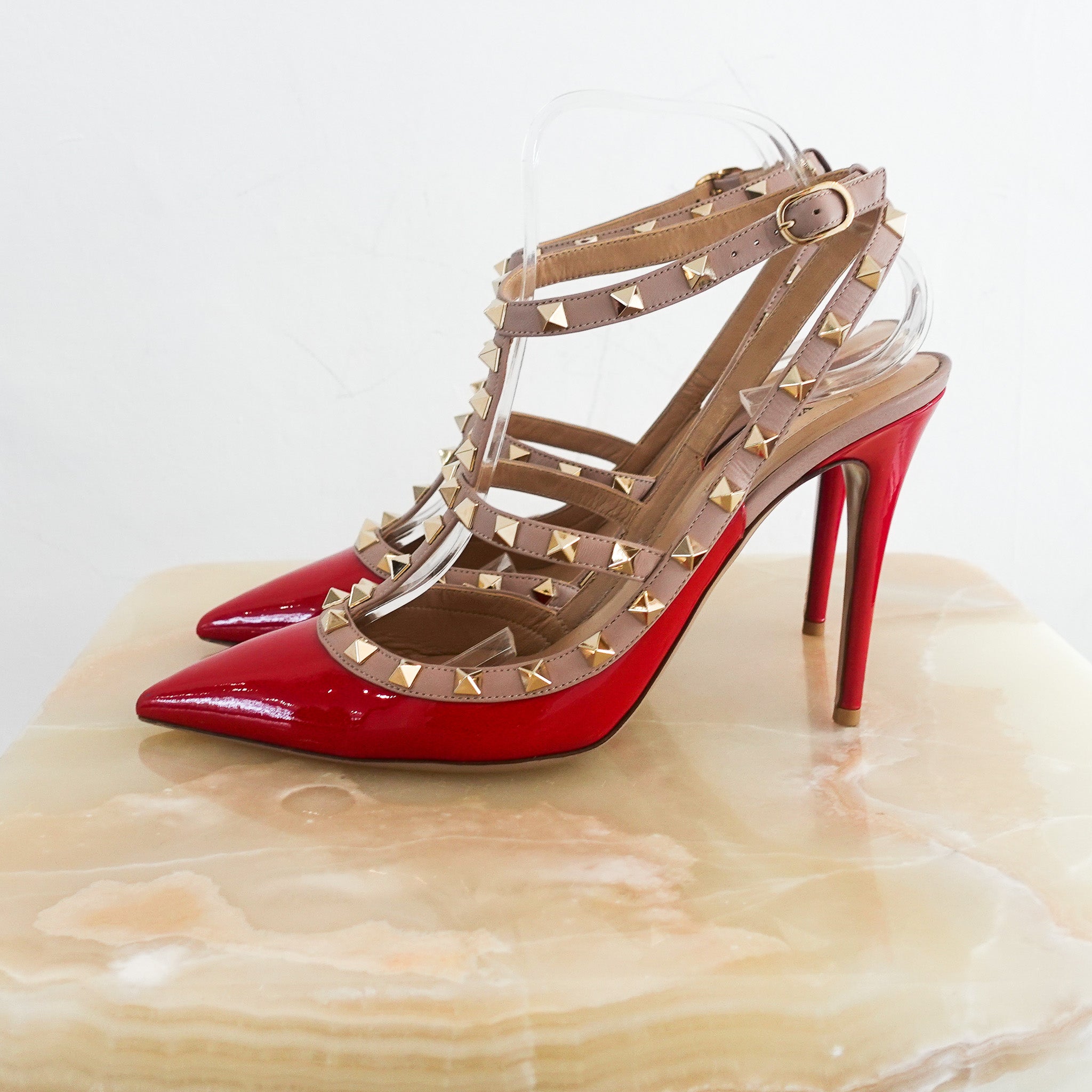 Valentino Rockstud Red Patent Heels RRP £750 | Authentic Preloved - Reloved Again