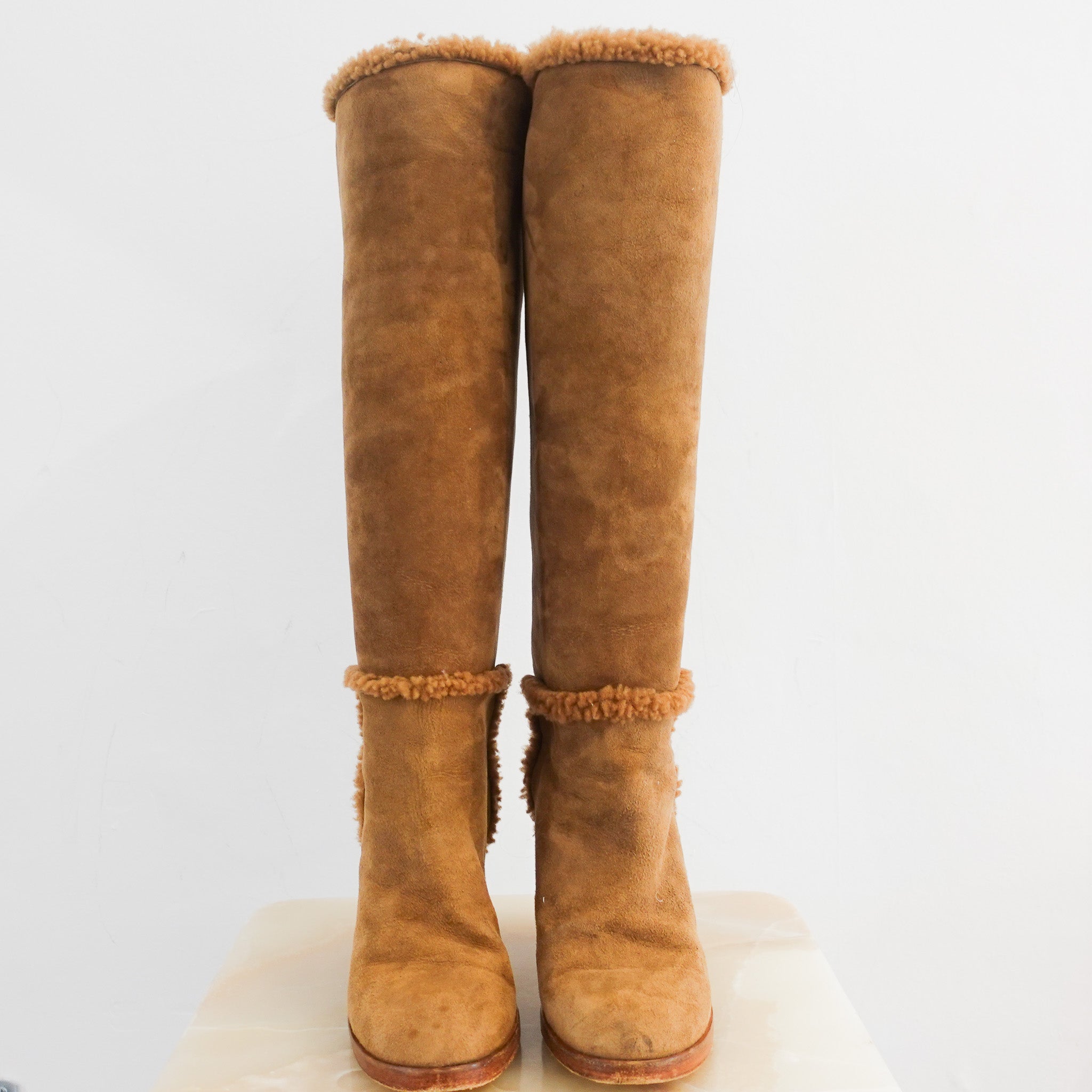 veronique-branquinho-brown-suede-boots-front-picture