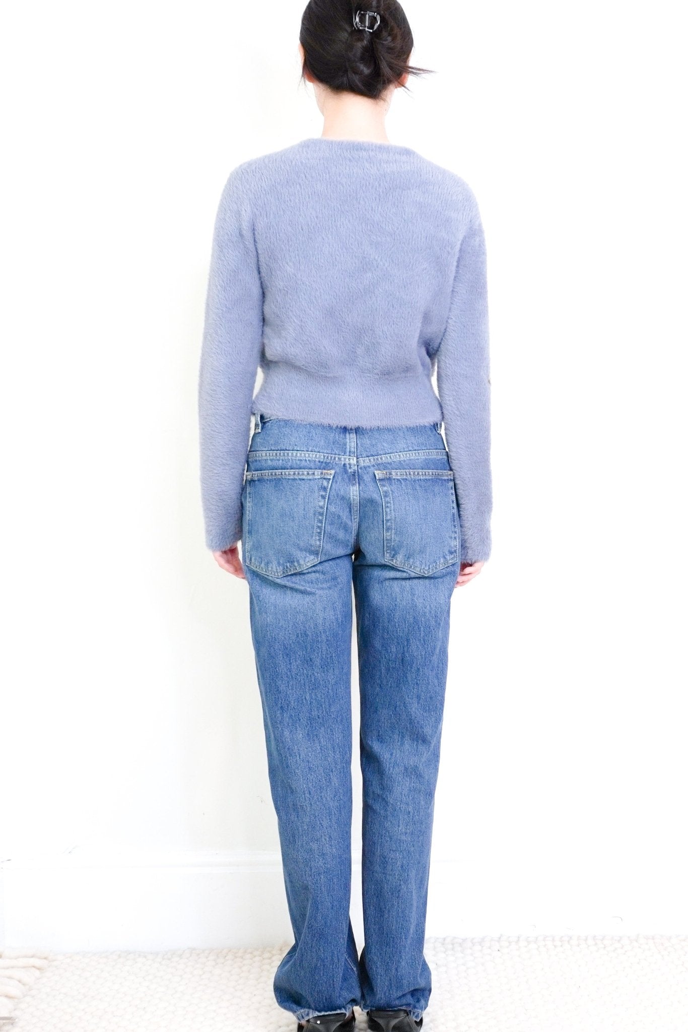 vince-blue-cardigan-authentic-preloved-back-picture-Chelsea-London 