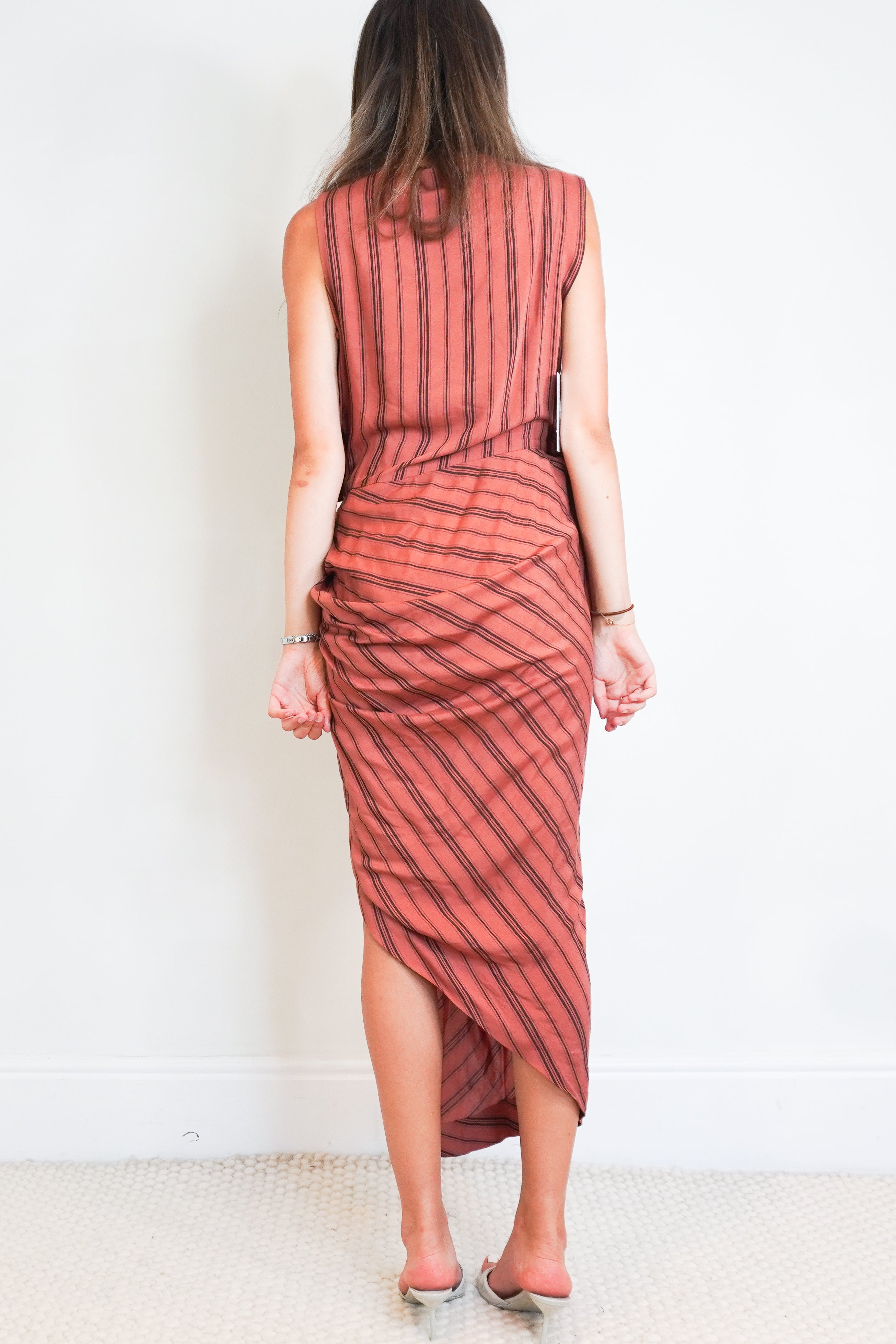 Back picture of the Vivienne Westwood dress showing the length neck