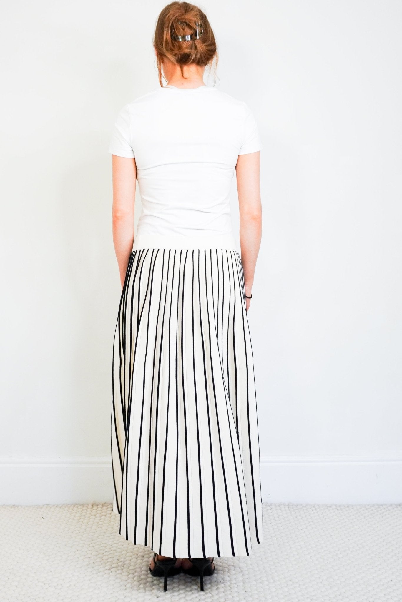 Weekend Max Mara Cream Pleated Striped Skirt RRP £210 | Authentic Preloved - Reloved Again