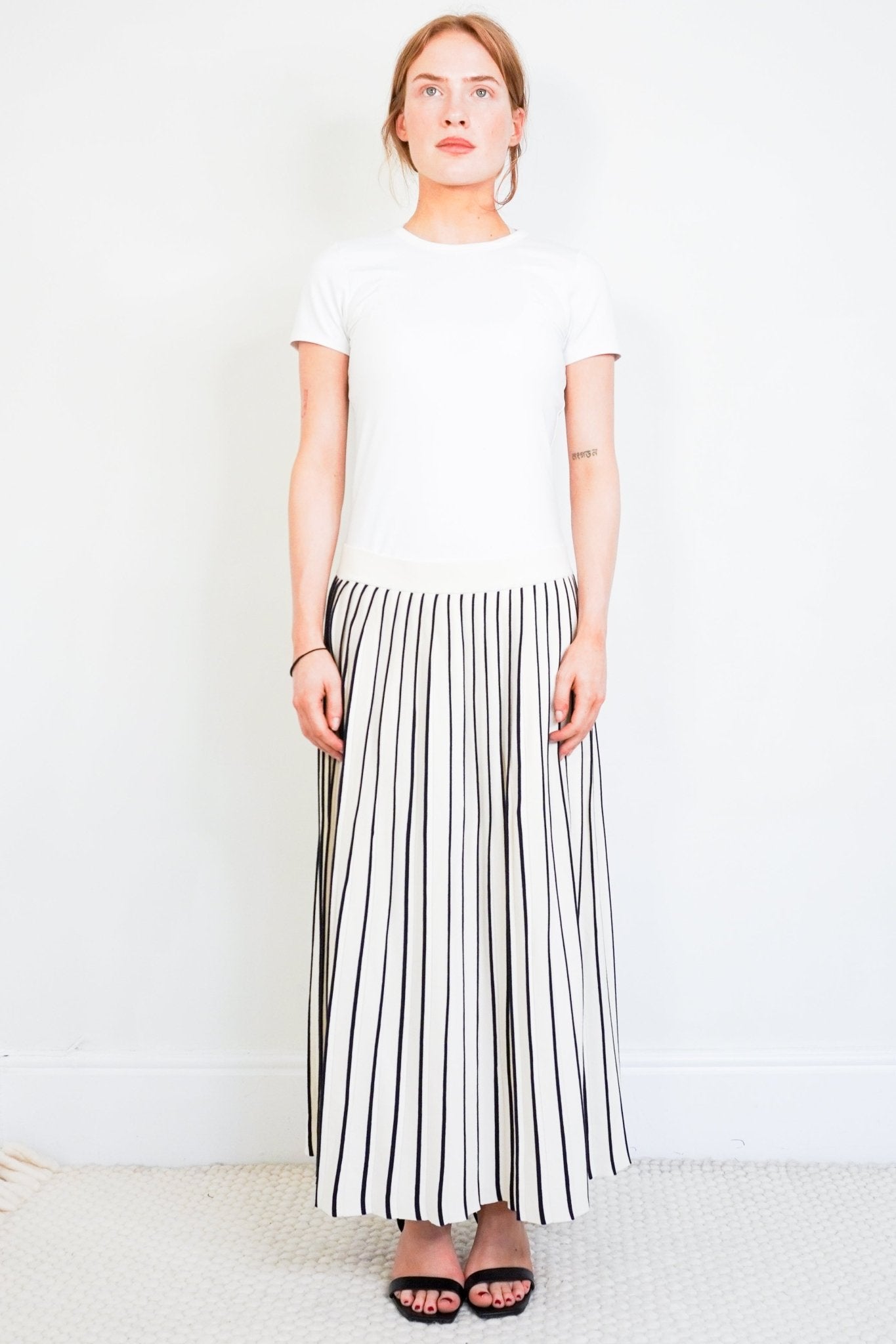 Weekend Max Mara Cream Pleated Striped Skirt RRP £210 | Authentic Preloved - Reloved Again