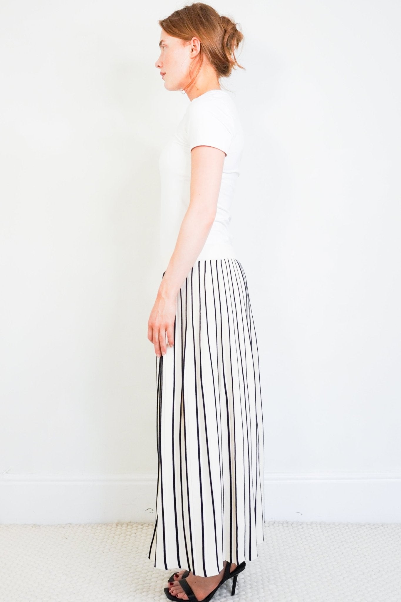 Weekend Max Mara Cream Pleated Striped Skirt RRP £210 | Authentic Preloved - Reloved Again