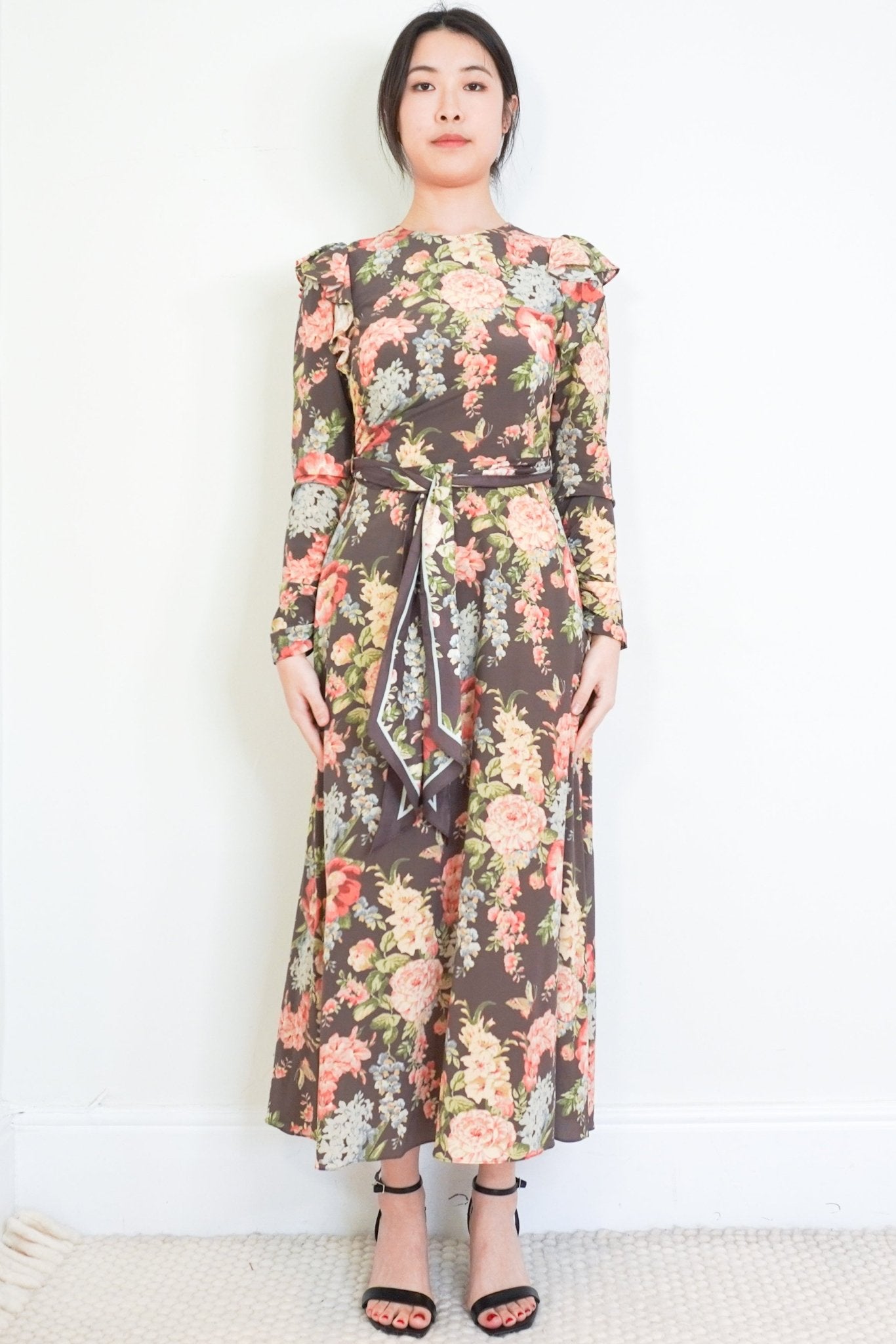 Zimmermann Brown Floral Silk Maxi Dress RRP £850 | Authentic & Preloved - Reloved Again